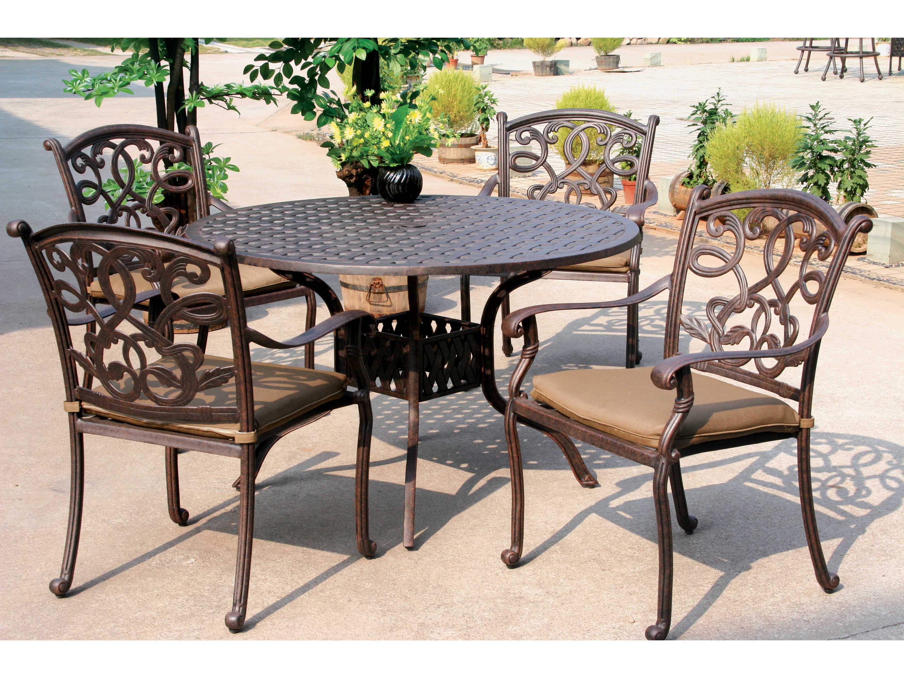 Darlee Outdoor Living Santa Monica Casual Cushion Antique Bronze Cast Aluminum Dining Set