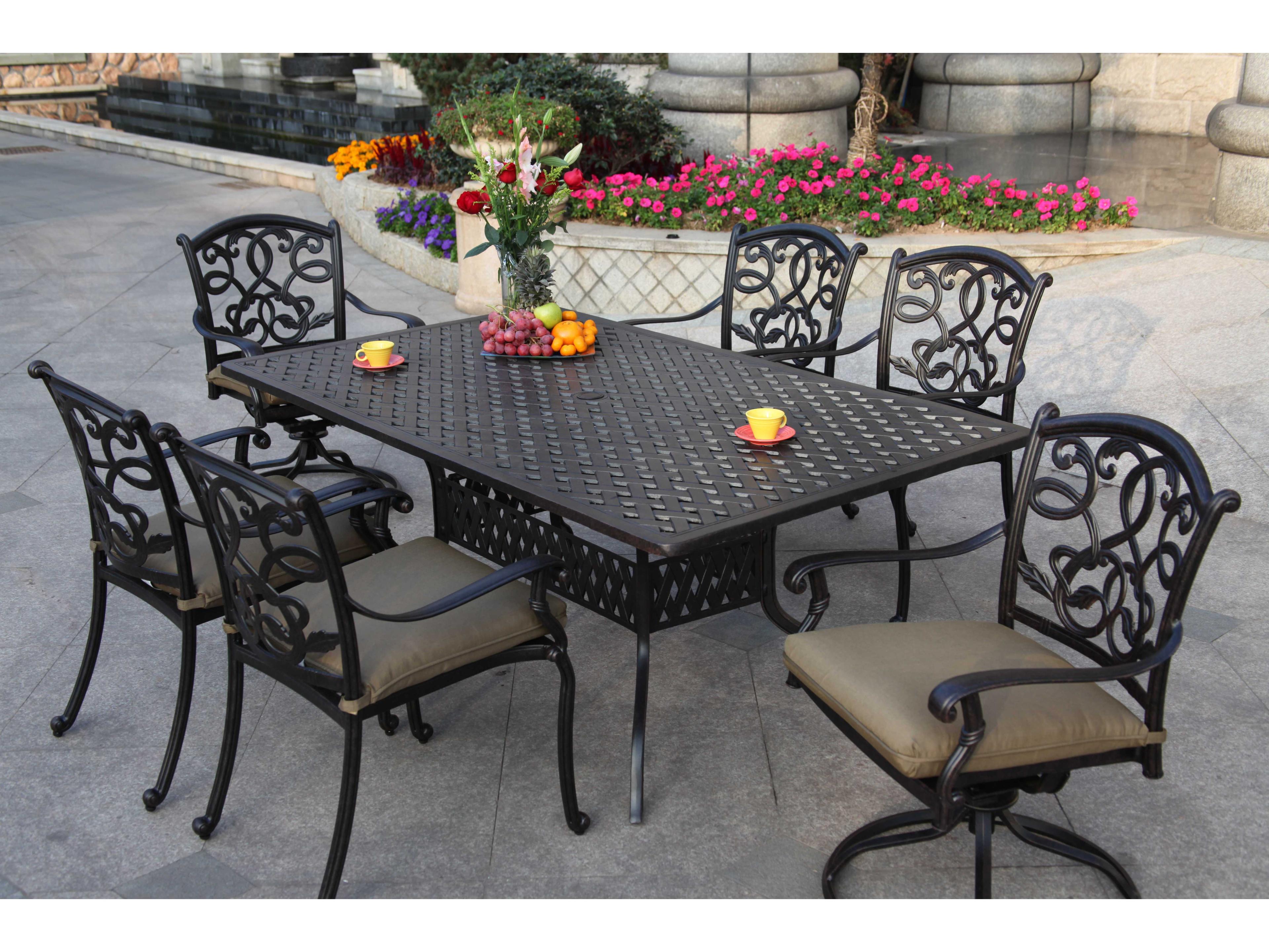 Darlee Outdoor Living Santa Monica Casual Cushion Antique Bronze Cast Aluminum Dining Set