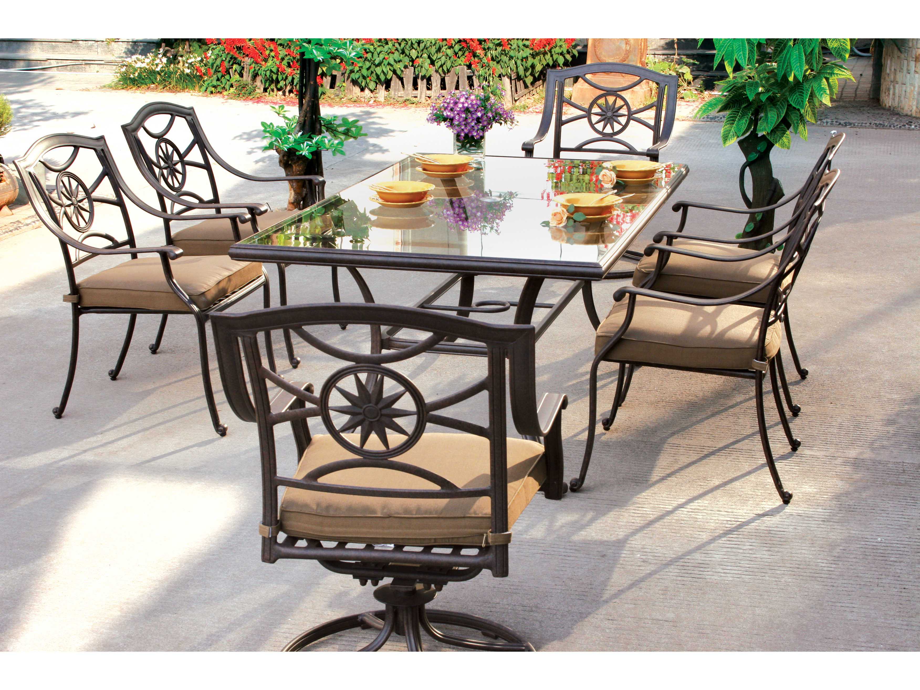 Darlee Outdoor Living Ten Star Antique Bronze Cast Aluminum Dining Set