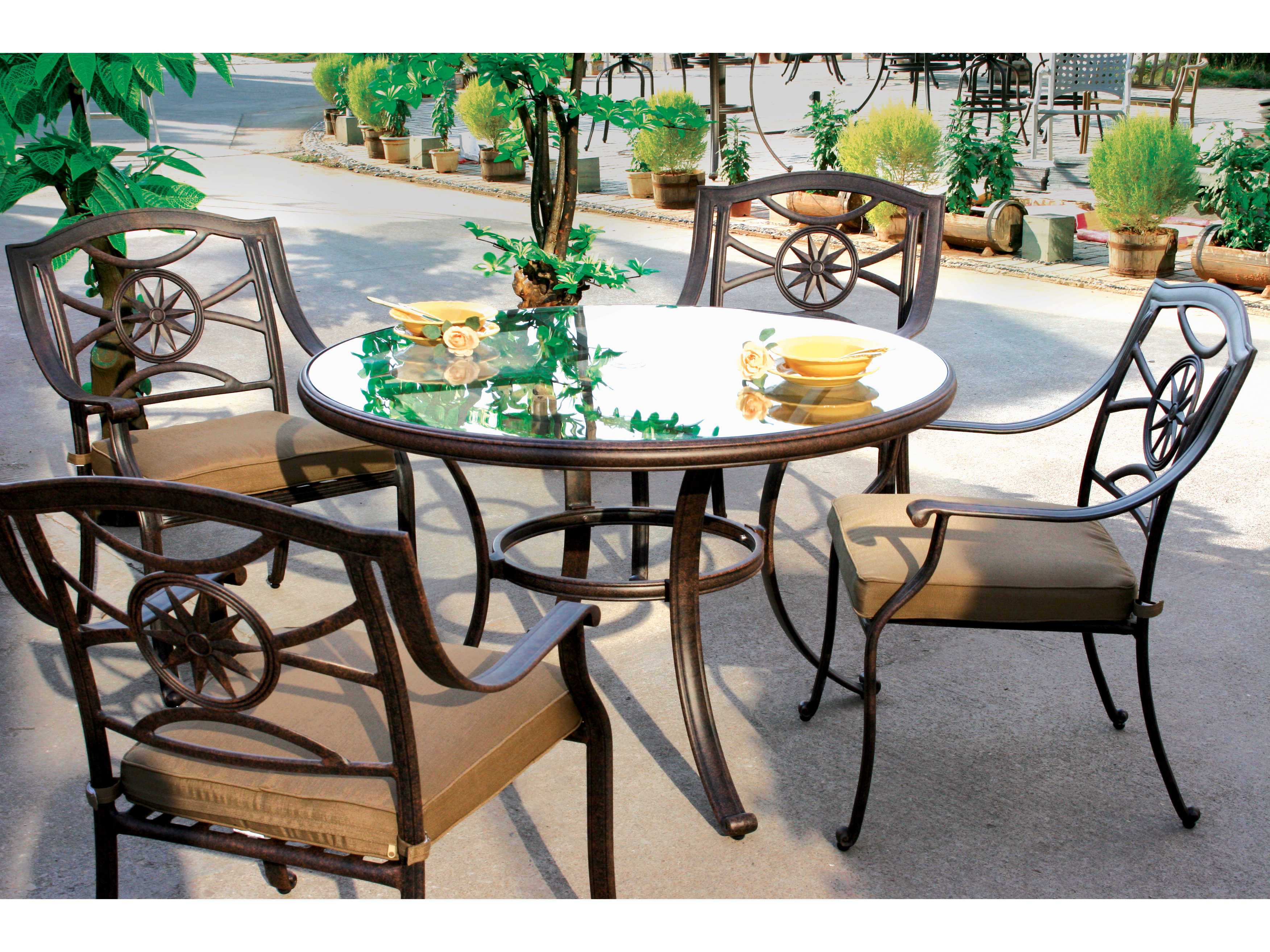 Darlee Outdoor Living Ten Star Antique Bronze Cast Aluminum Dining Set