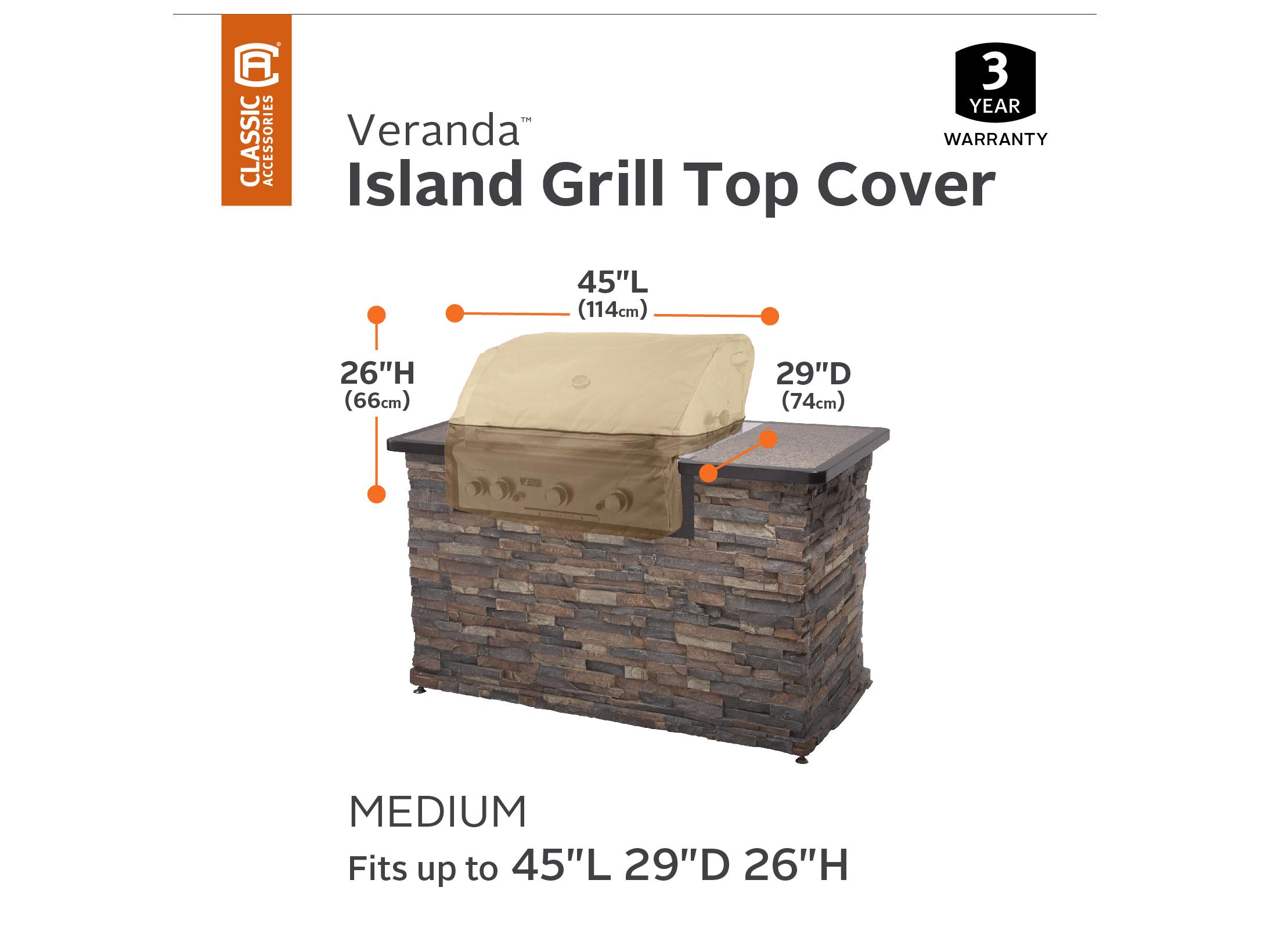 Duck Covers Veranda Pebble 45 Inch BBQ Grill Top Cover