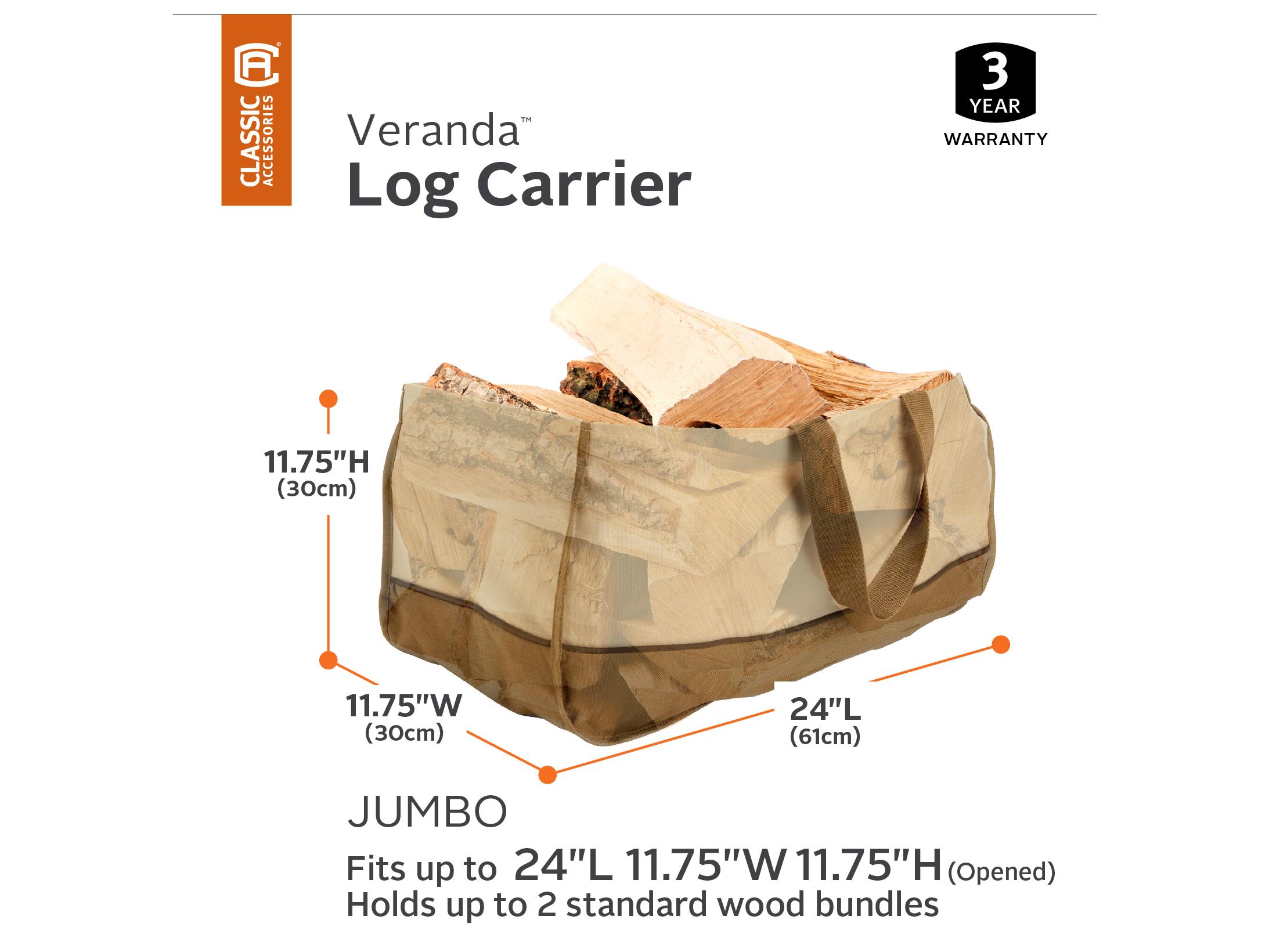 Duck Covers Veranda Pebble 24 Inch Jumbo Log Tote
