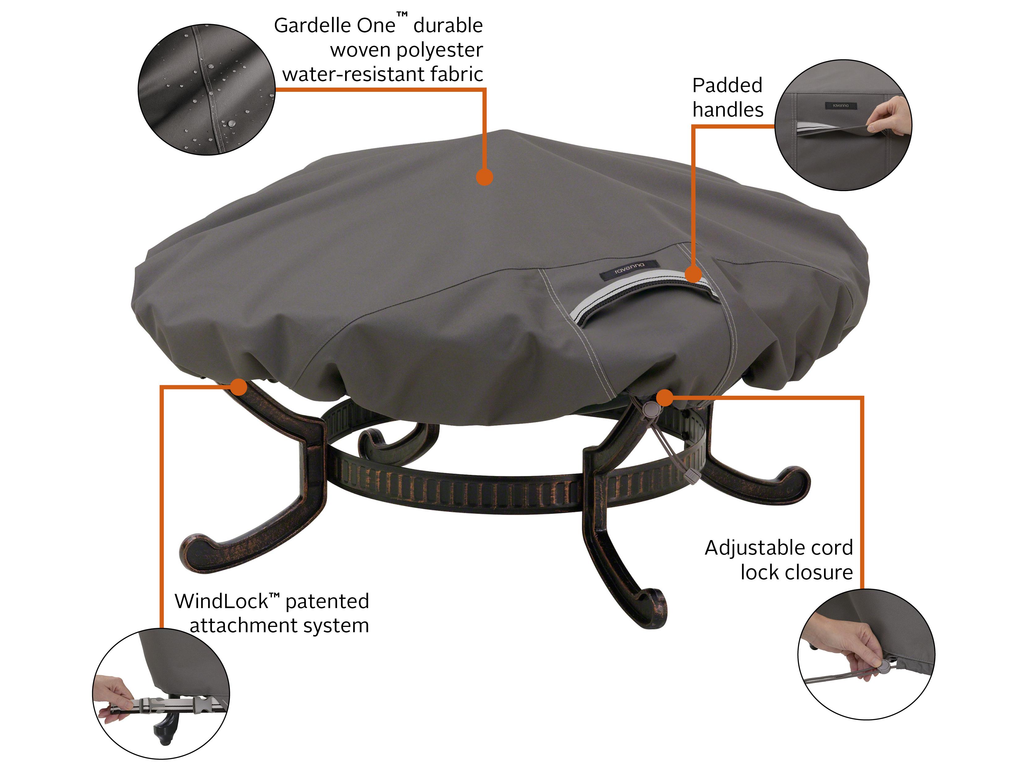 Duck Covers Ravenna Dark Taupe 60 Inch Round Fire Pit Cover