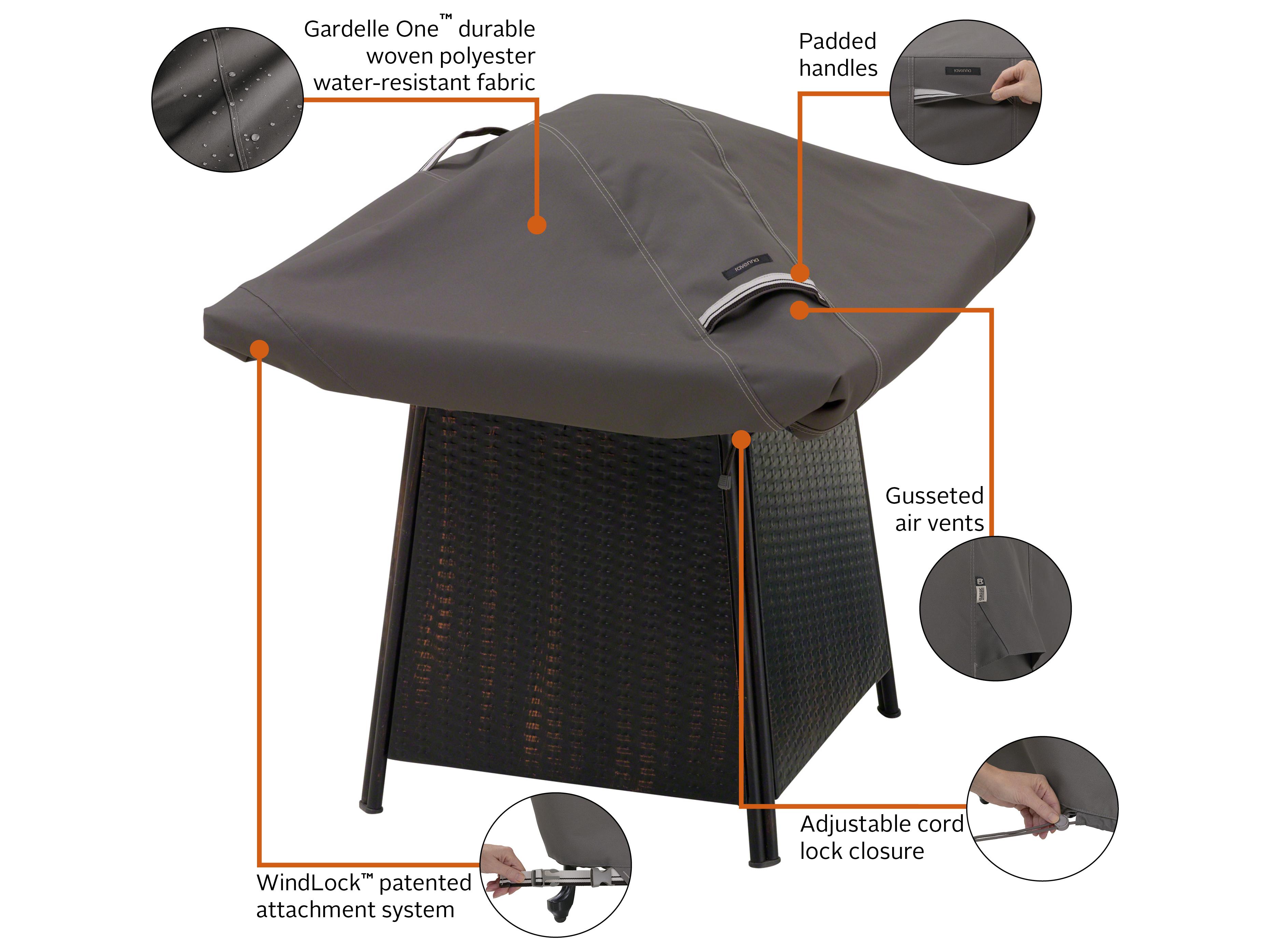 Duck Covers Ravenna Dark Taupe 40 Inch Square Fire Pit Cover