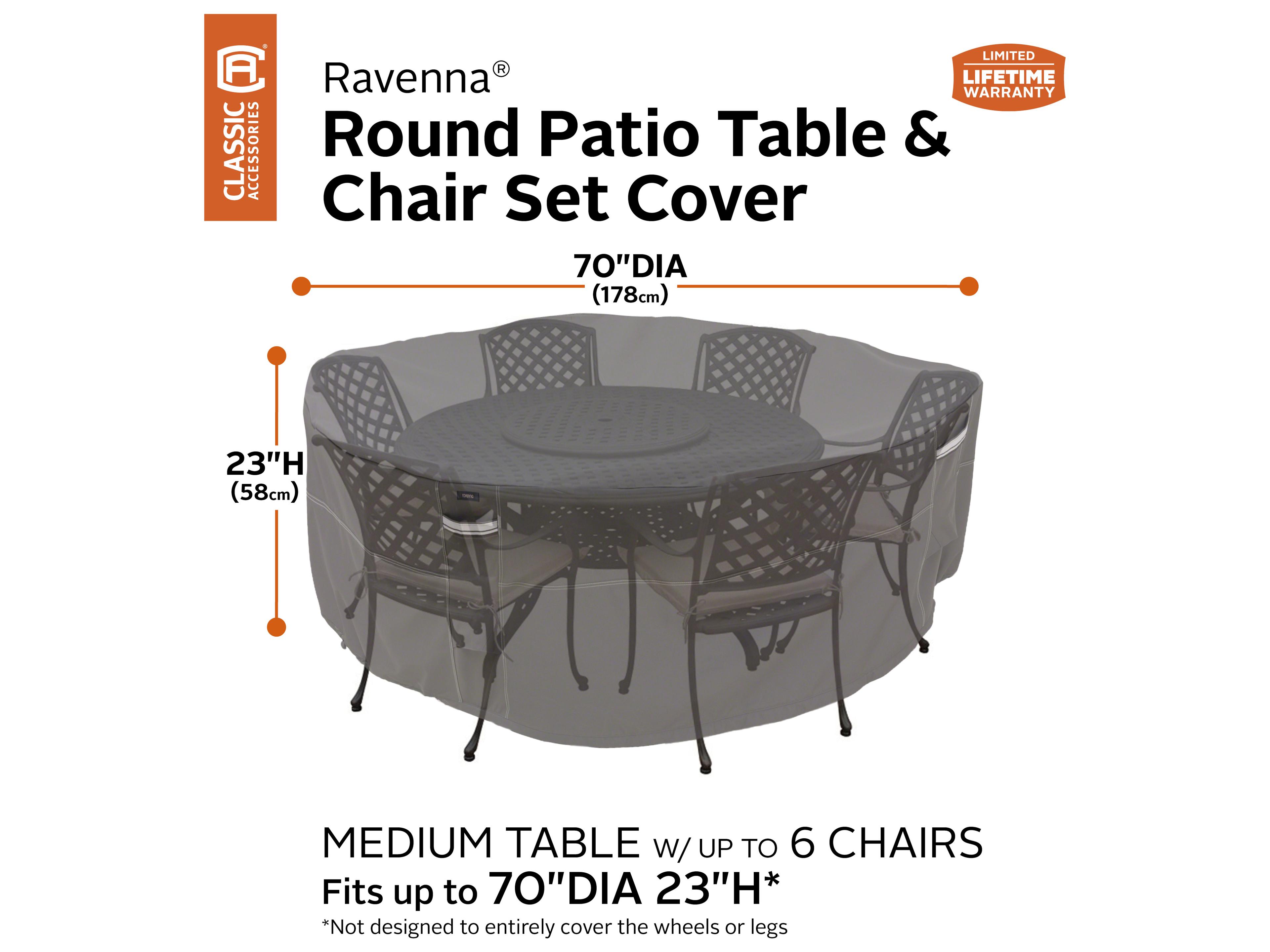 Duck Covers Ravenna Dark Taupe 70 Inch Round Table & Chair Set Cover