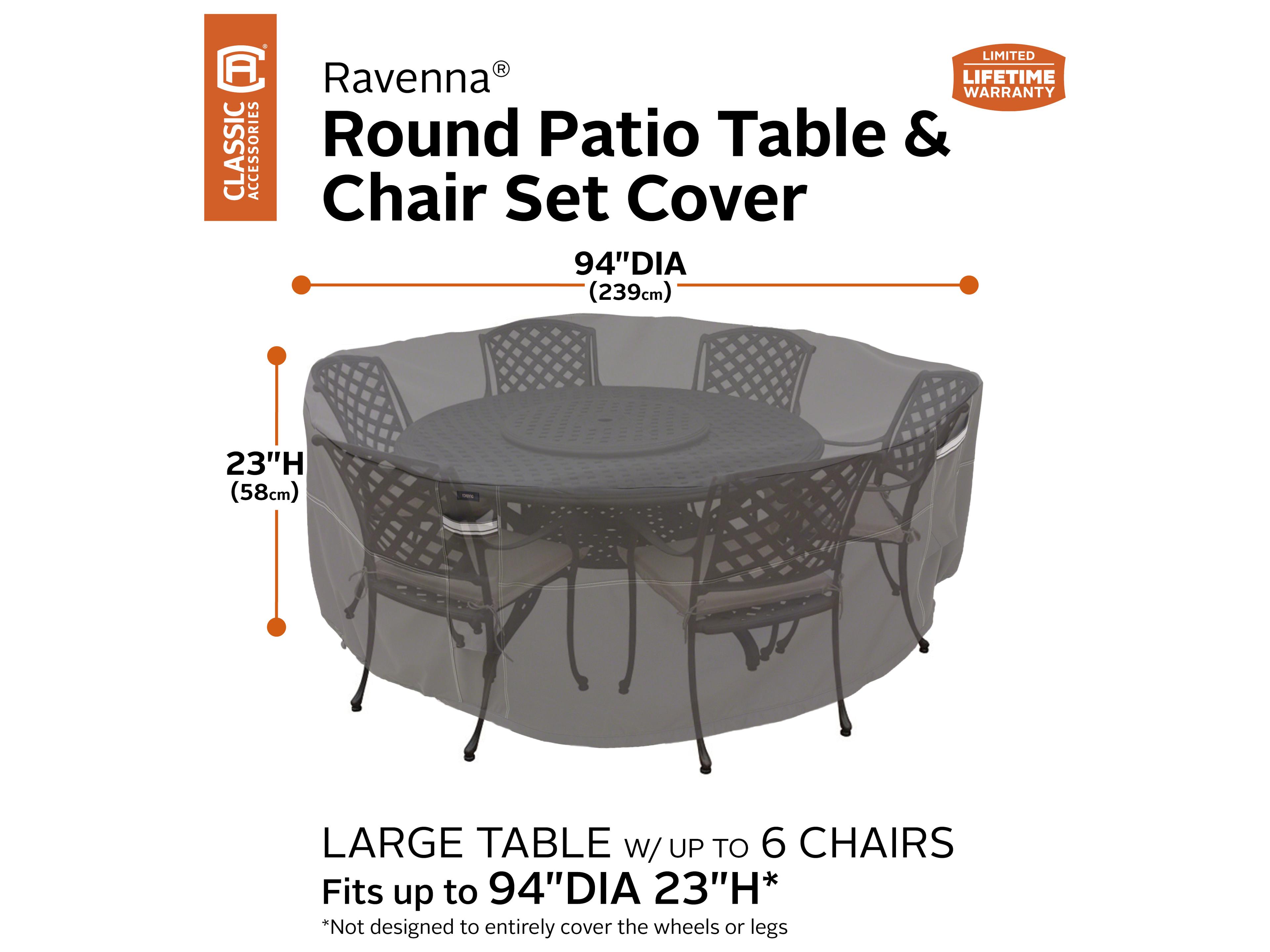 Duck Covers Ravenna Dark Taupe 90 Inch Round Table & Chair Set Cover