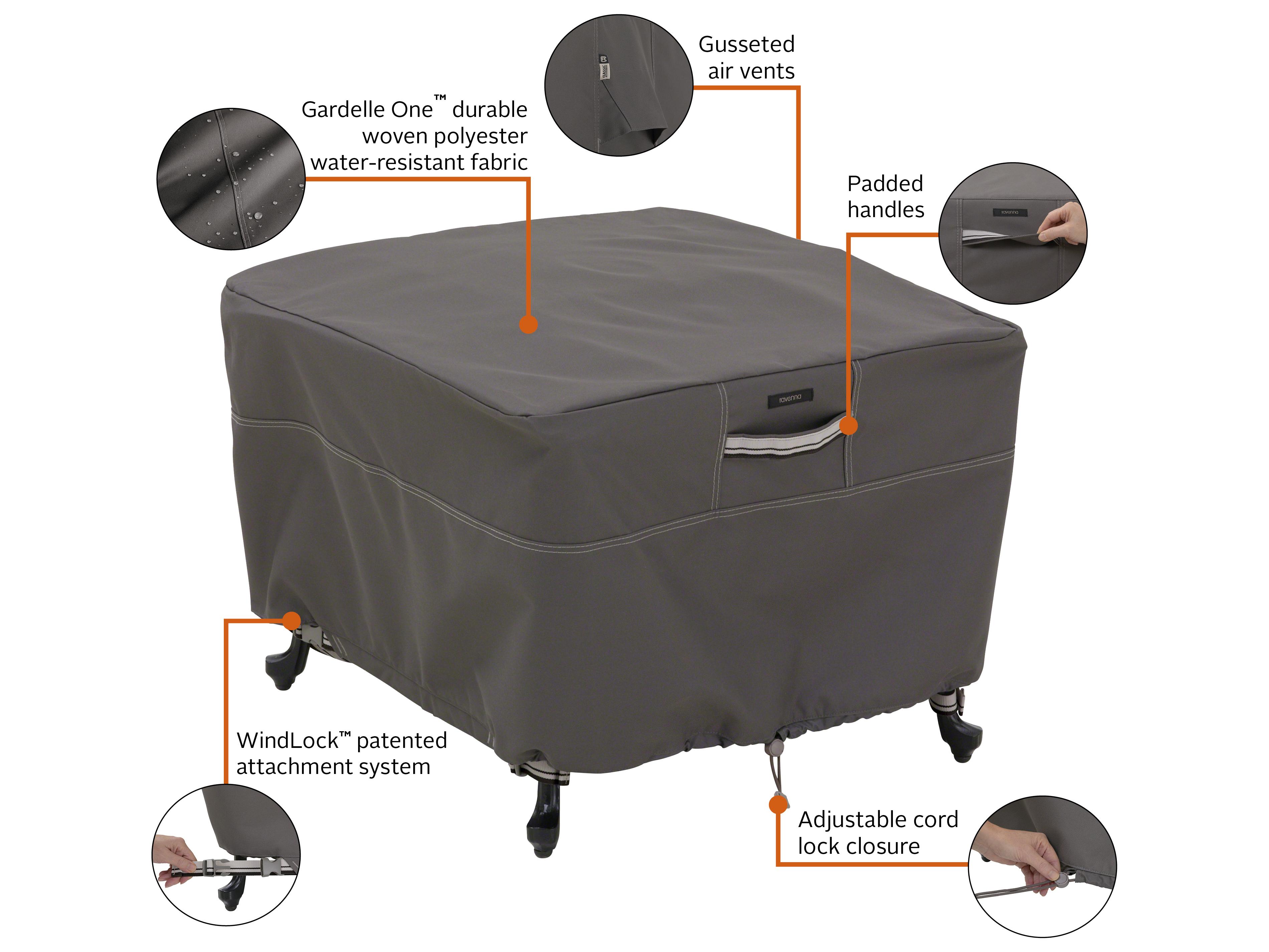 Duck Covers Ravenna Dark Taupe 26 Inch Square Ottoman/Table Cover