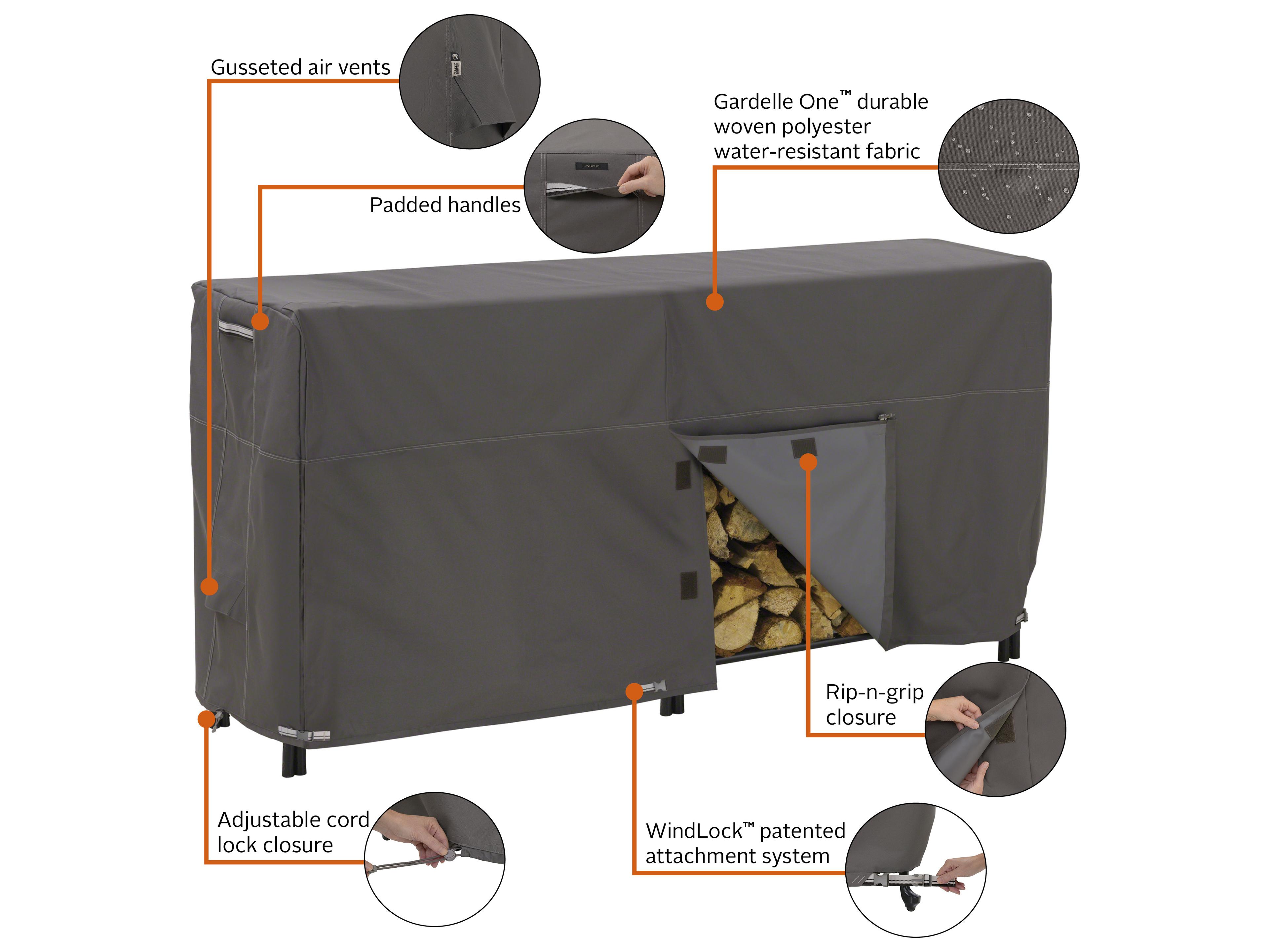 Duck Covers Ravenna Dark Taupe 8 Foot Log Rack Cover