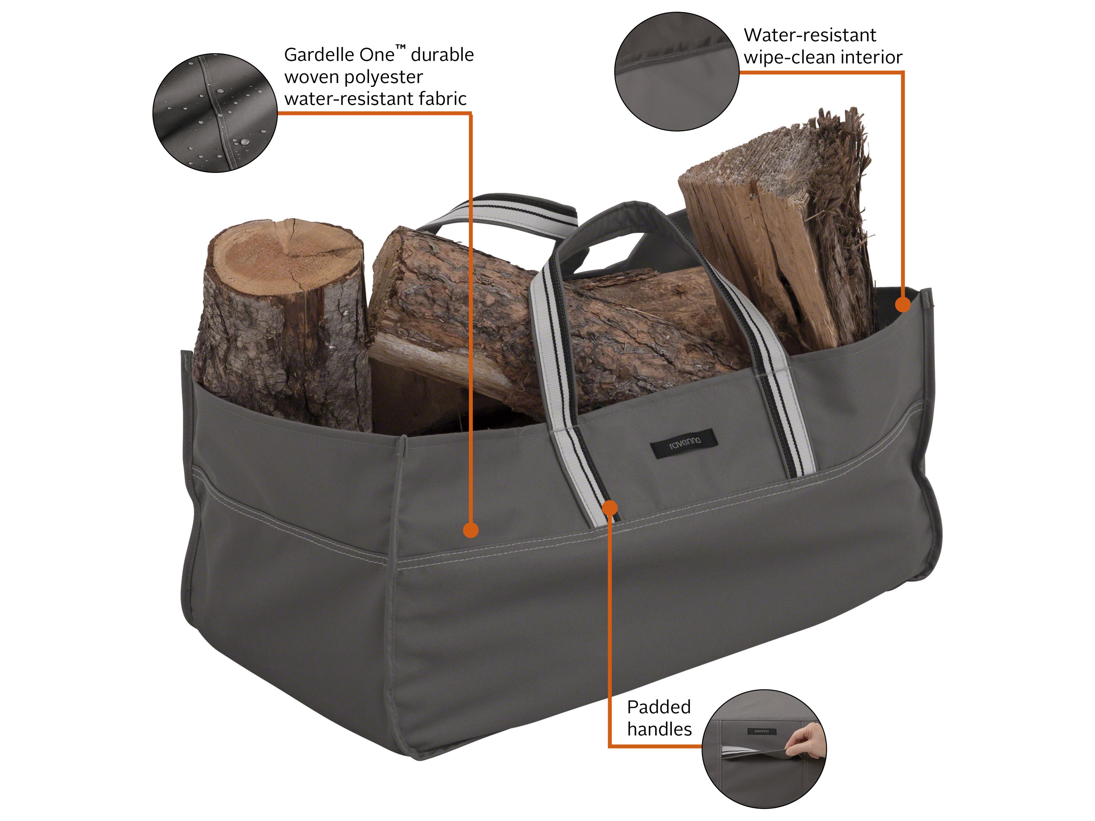 Duck Covers Ravenna Dark Taupe 24 Inch Jumbo Log Tote