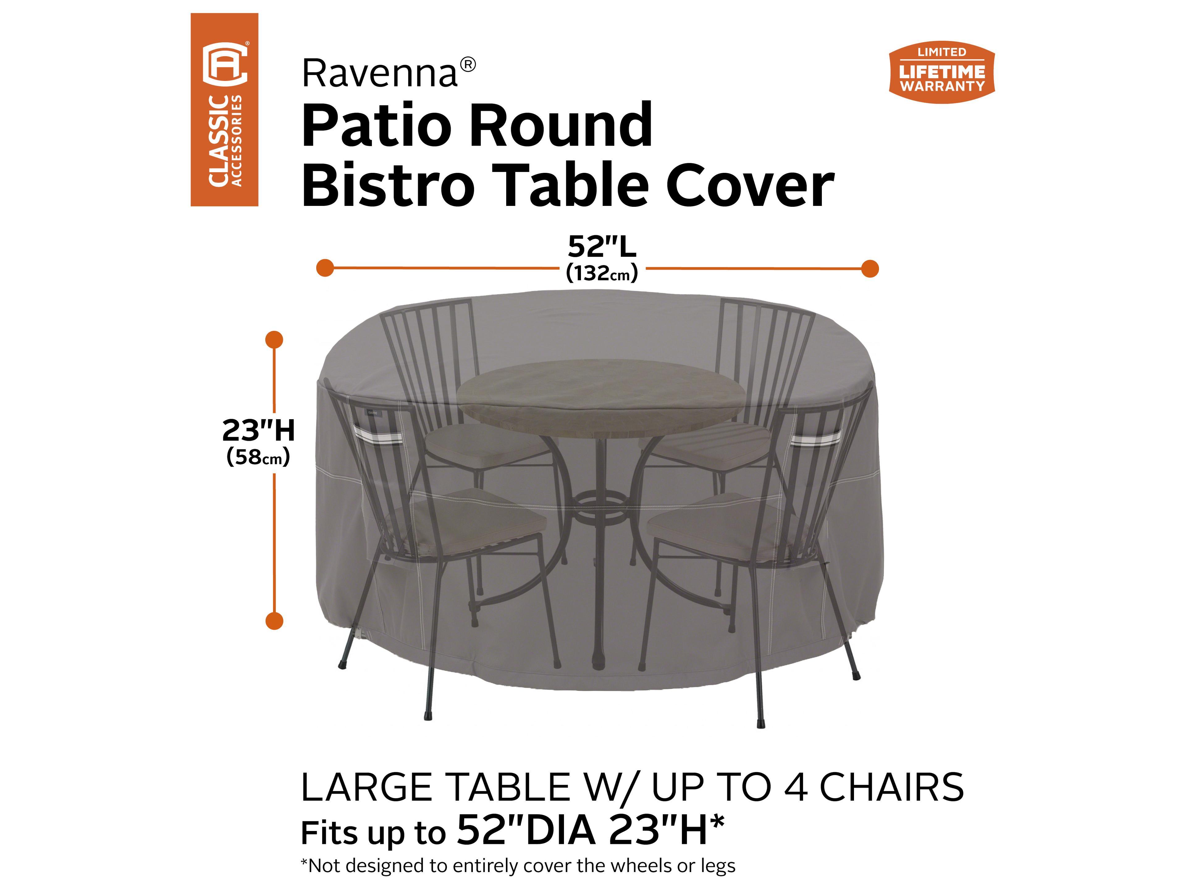 Duck Covers Ravenna Dark Taupe 52 Inch Round Table & Chair Bistro Set Cover