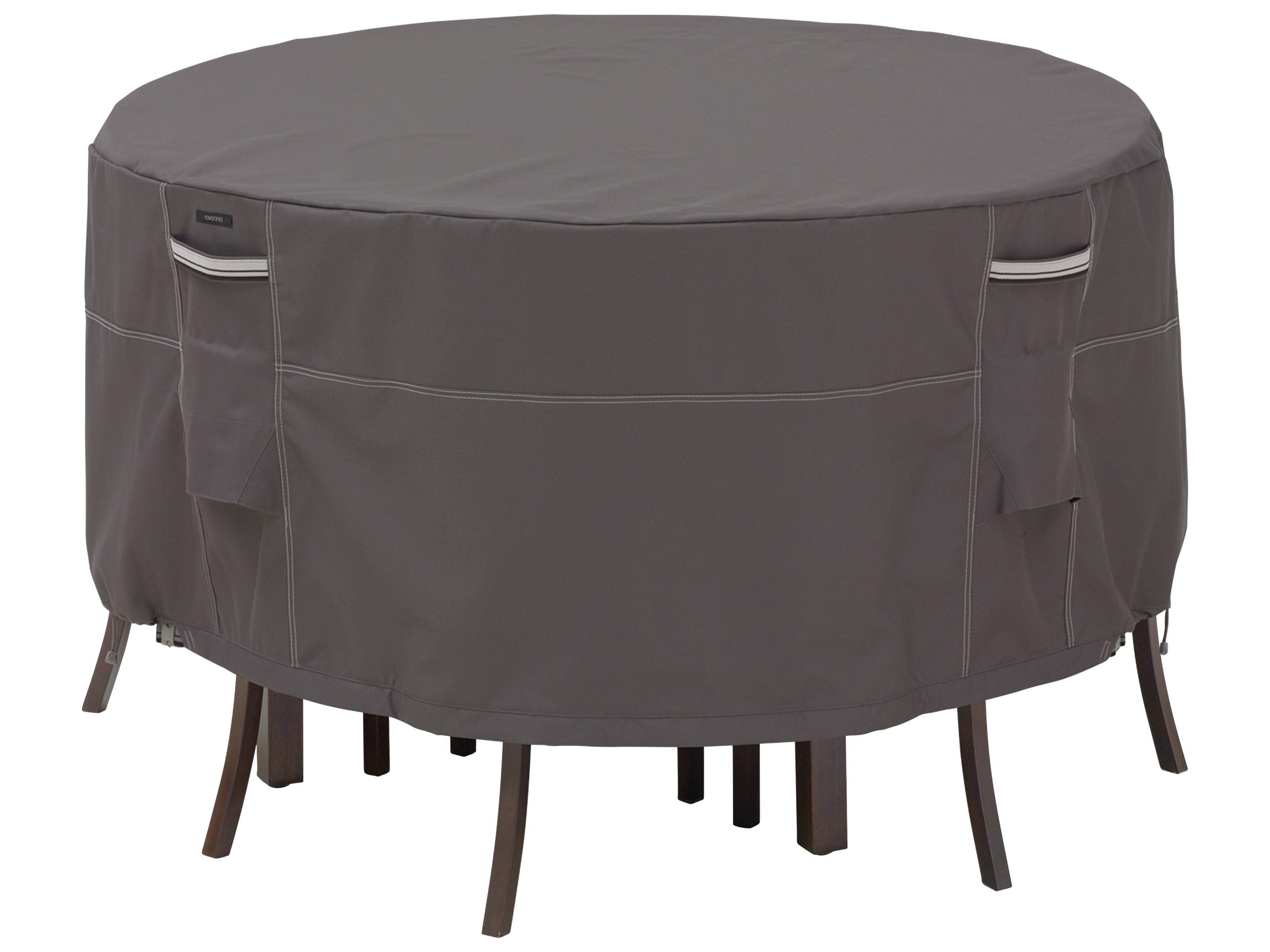 Duck Covers Ravenna Dark Taupe 60 Inch Round Table & Chair Set Cover