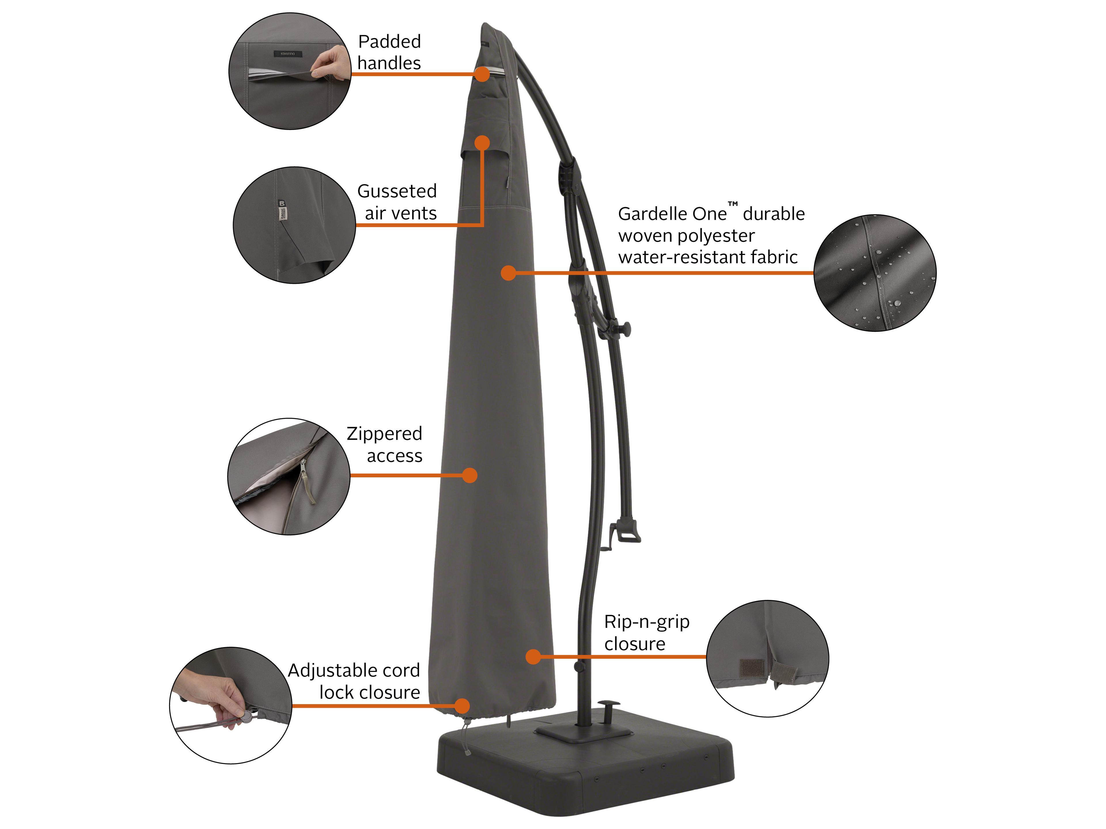 Duck Covers Ravenna Dark Taupe 13 Foot Offset Umbrella Canopy Cover