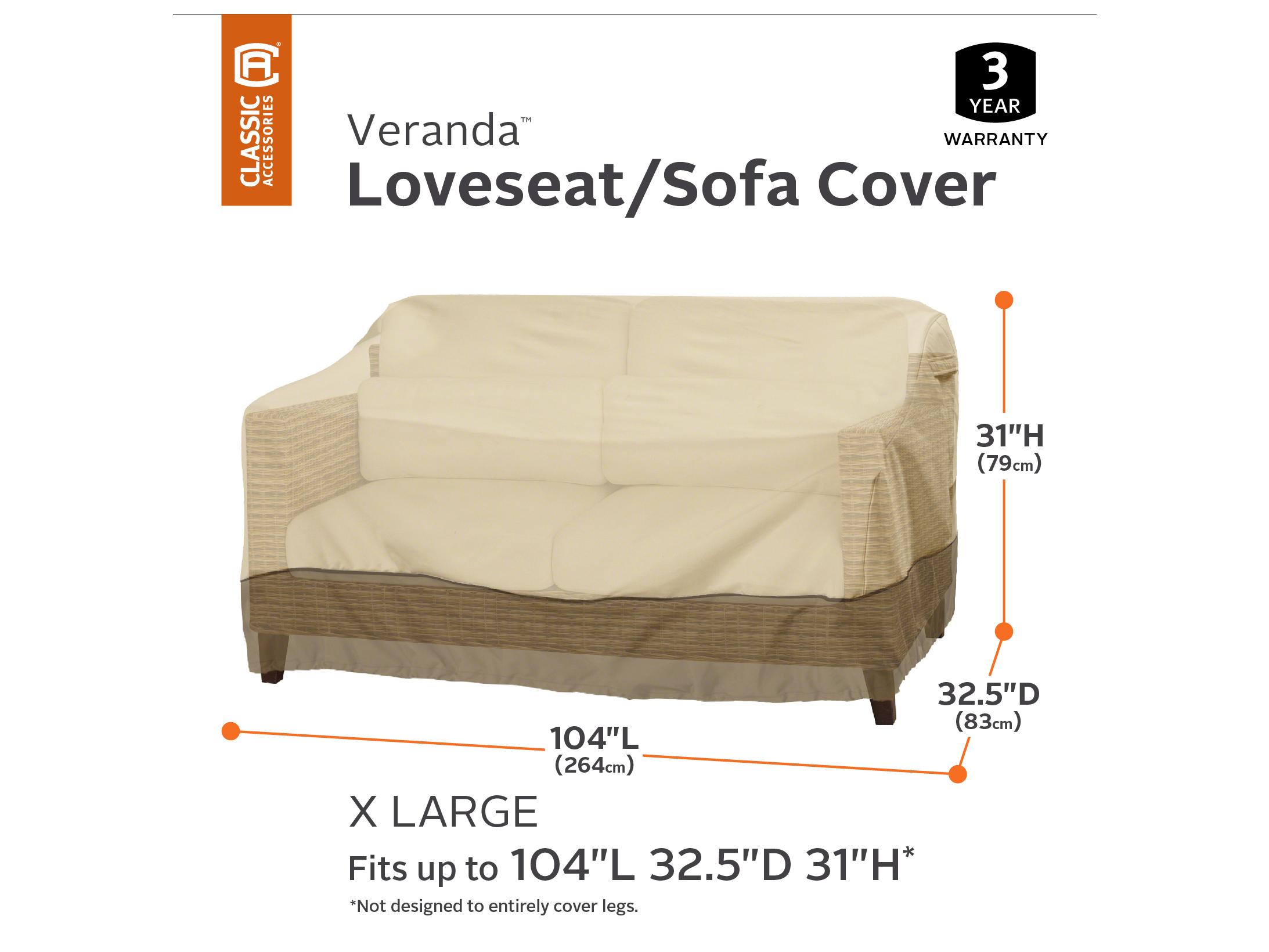 Duck Covers Veranda Pebble 104 Inch Sofa/Loveseat Cover