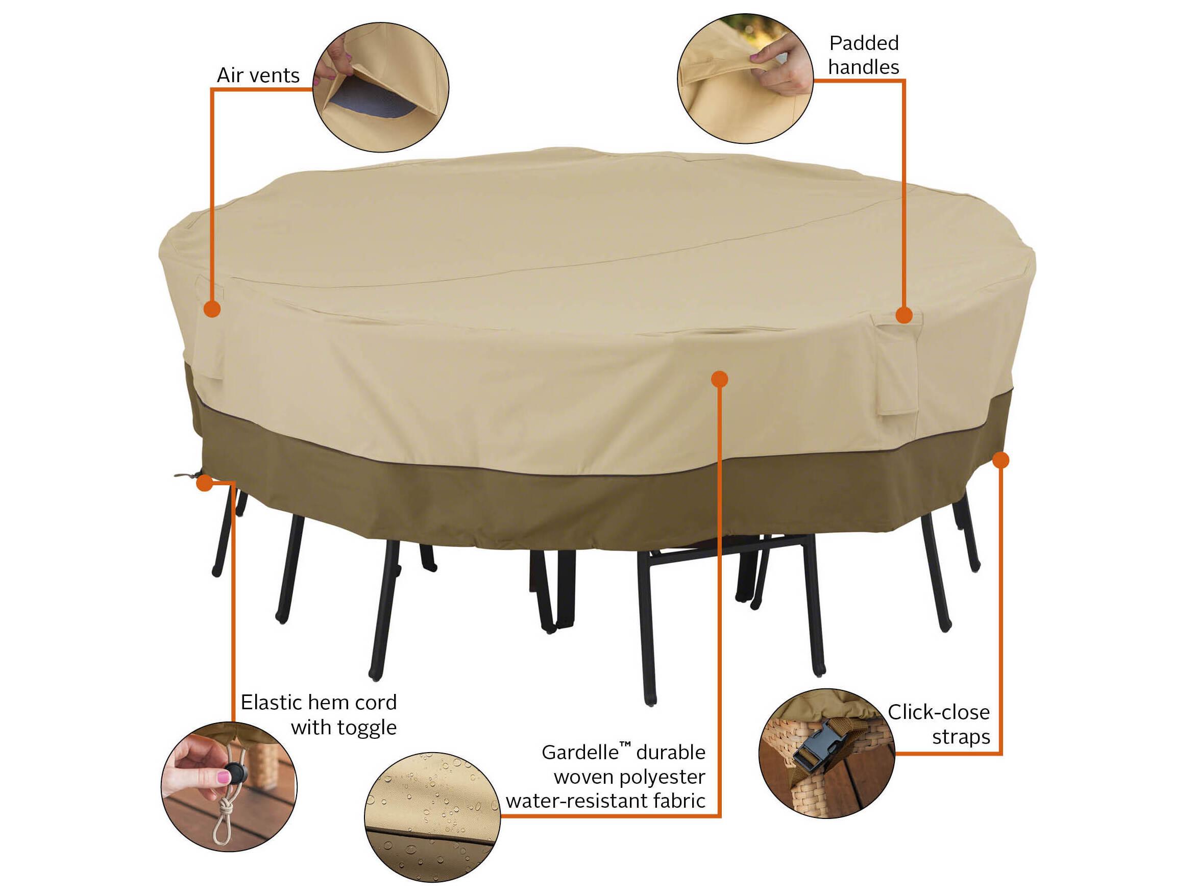 Duck Covers Veranda Pebble 98'' Square Table & Chair Cover