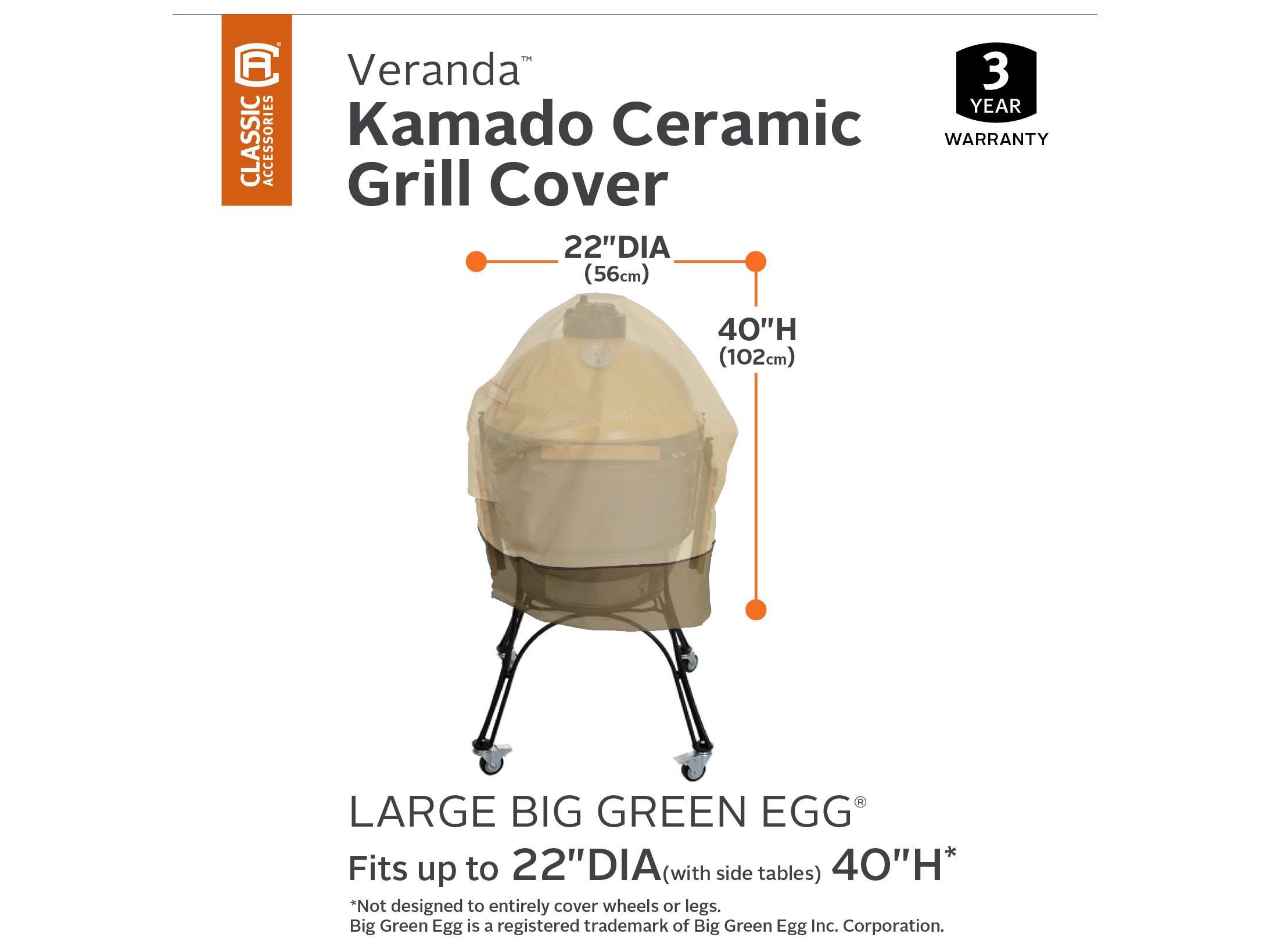 Duck Covers Veranda Pebble 22 Inch Kamado Ceramic BBQ Grill Cover