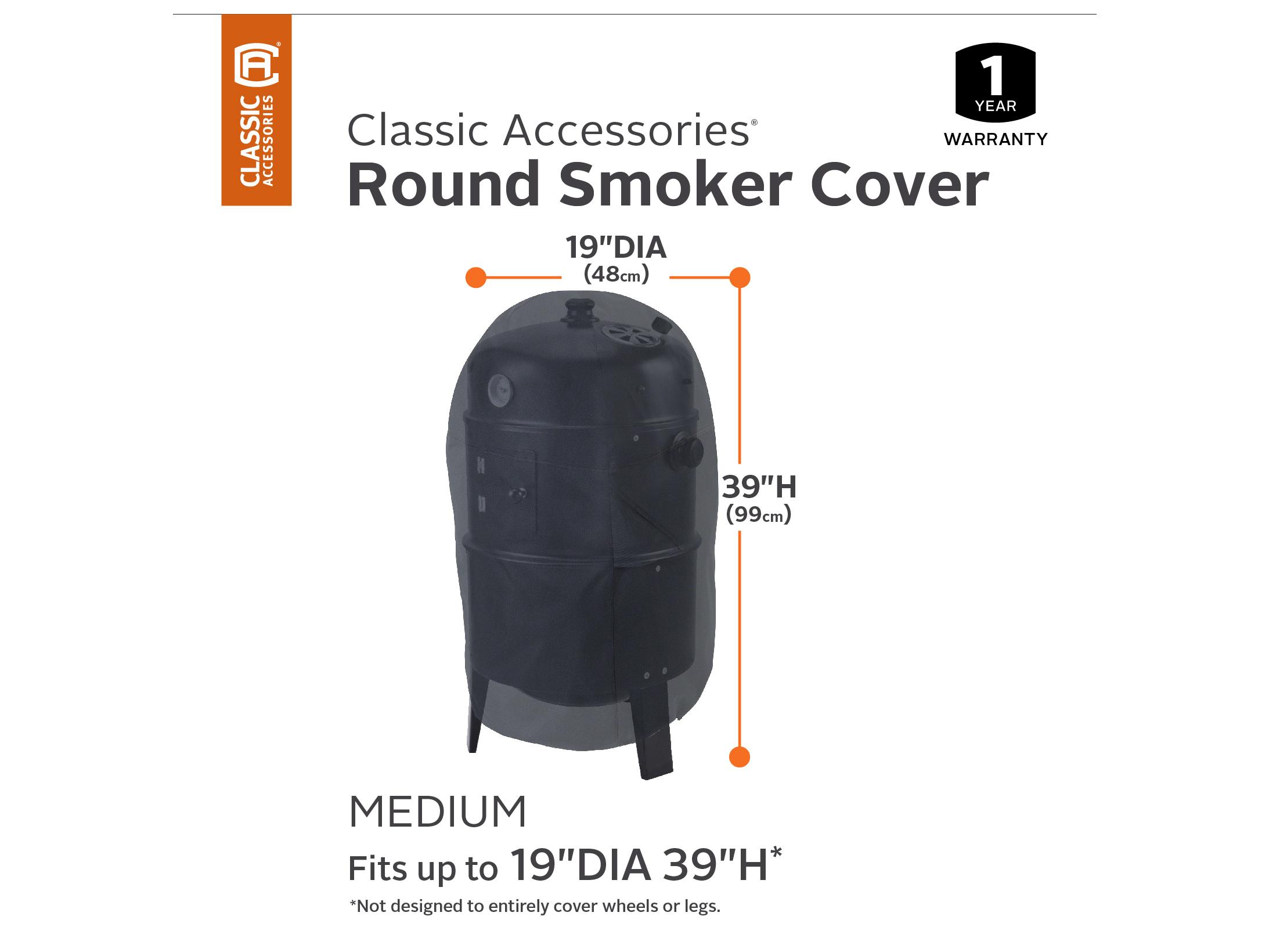 Duck Covers Classic Black 19 Inch Round Smoker Cover