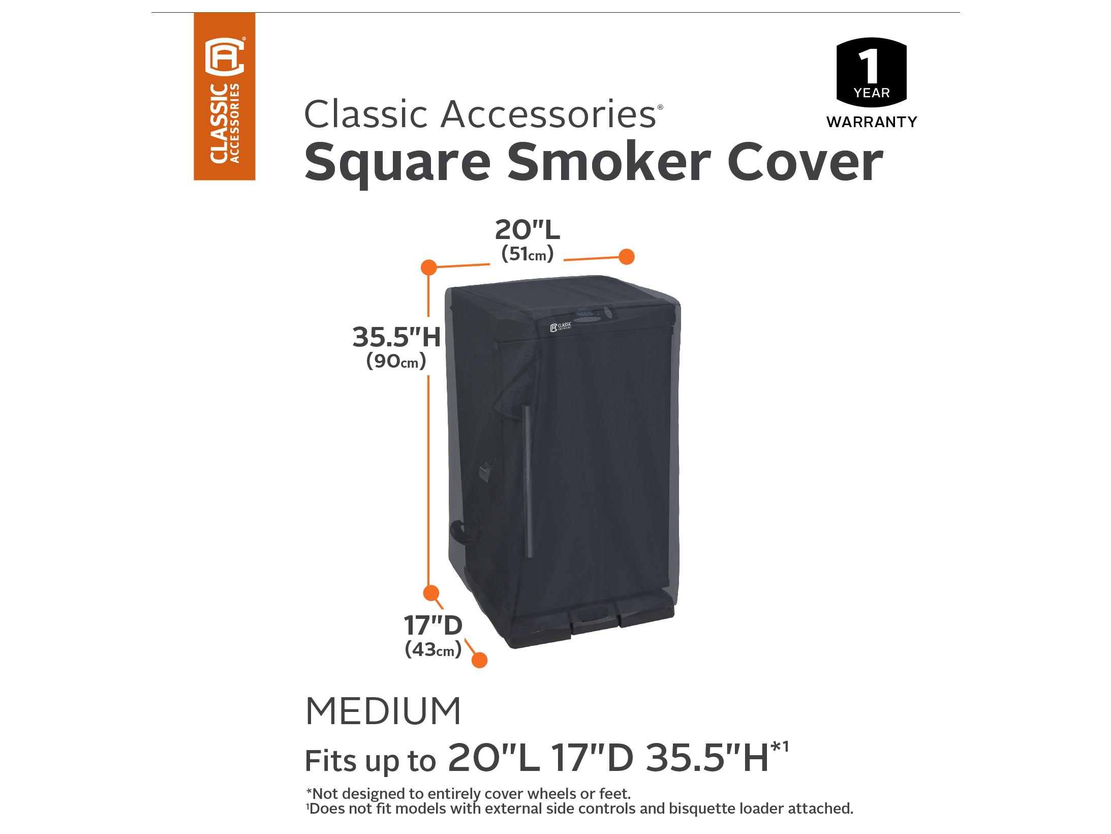 Duck Covers Classic Black 20 Inch Square Smoker Grill Cover