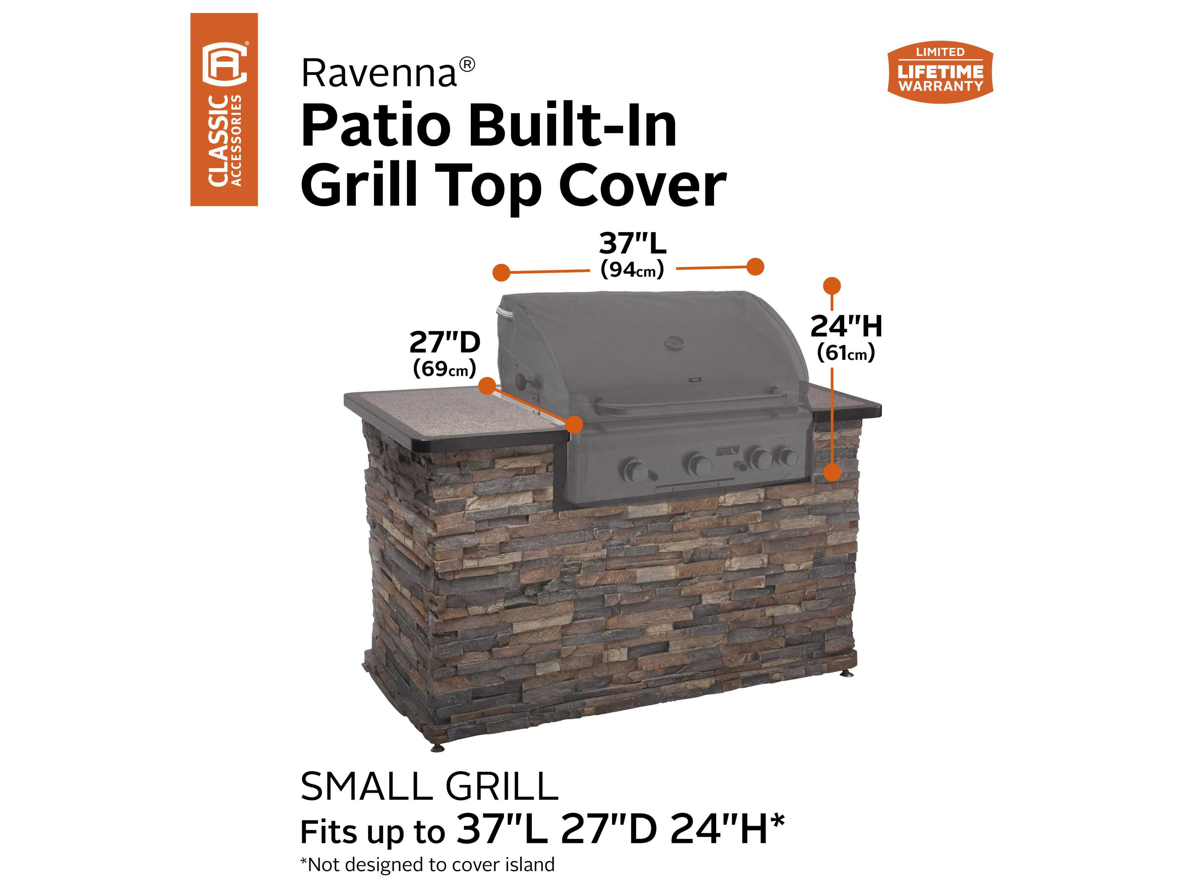 Duck Covers Ravenna Dark Taupe 38 Inch Built in Grill Top Cover