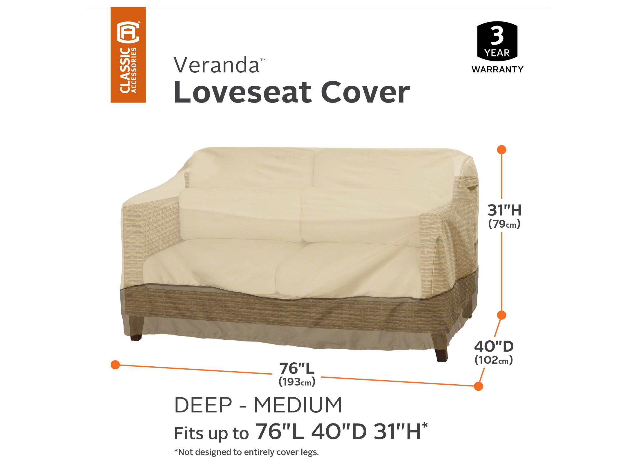 Duck Covers Veranda Pebble 78 Inch Medium Deep Loveseat/Sofa Cover