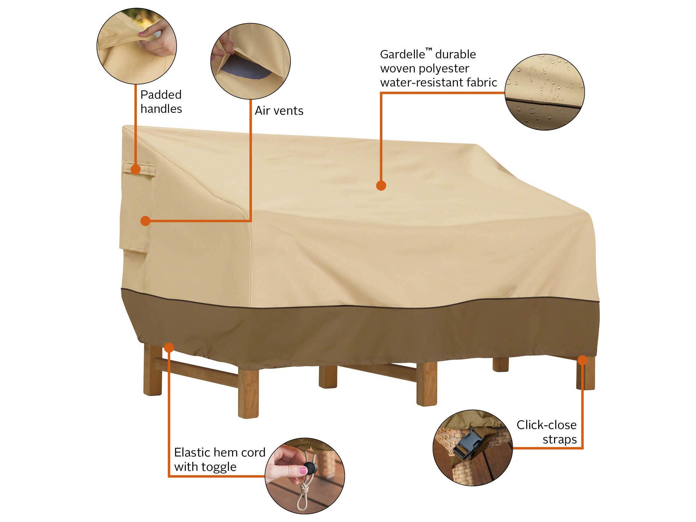 Duck Covers Veranda Pebble 90 Inch Large Deep Loveseat/Sofa Cover