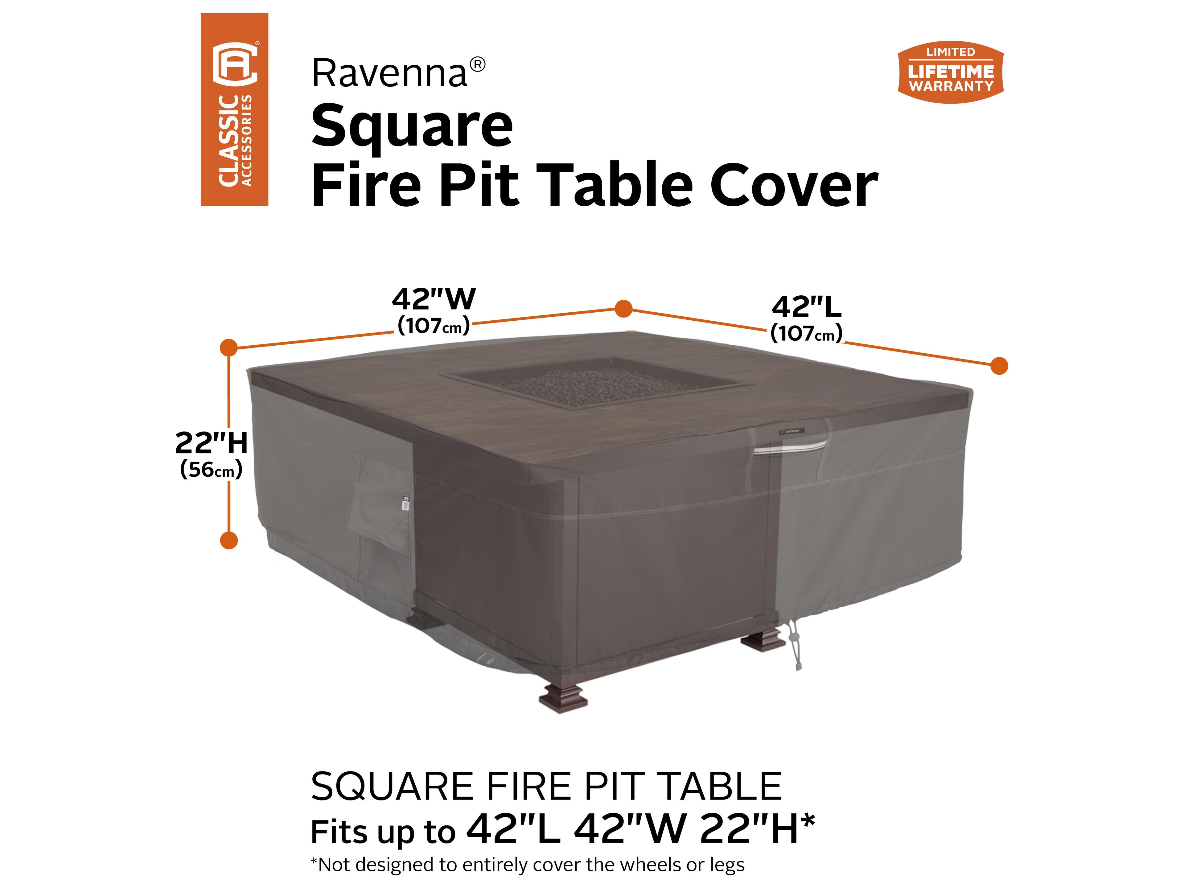 Duck Covers Ravenna Dark Taupe 44 Inch Square Fire Pit Table Cover