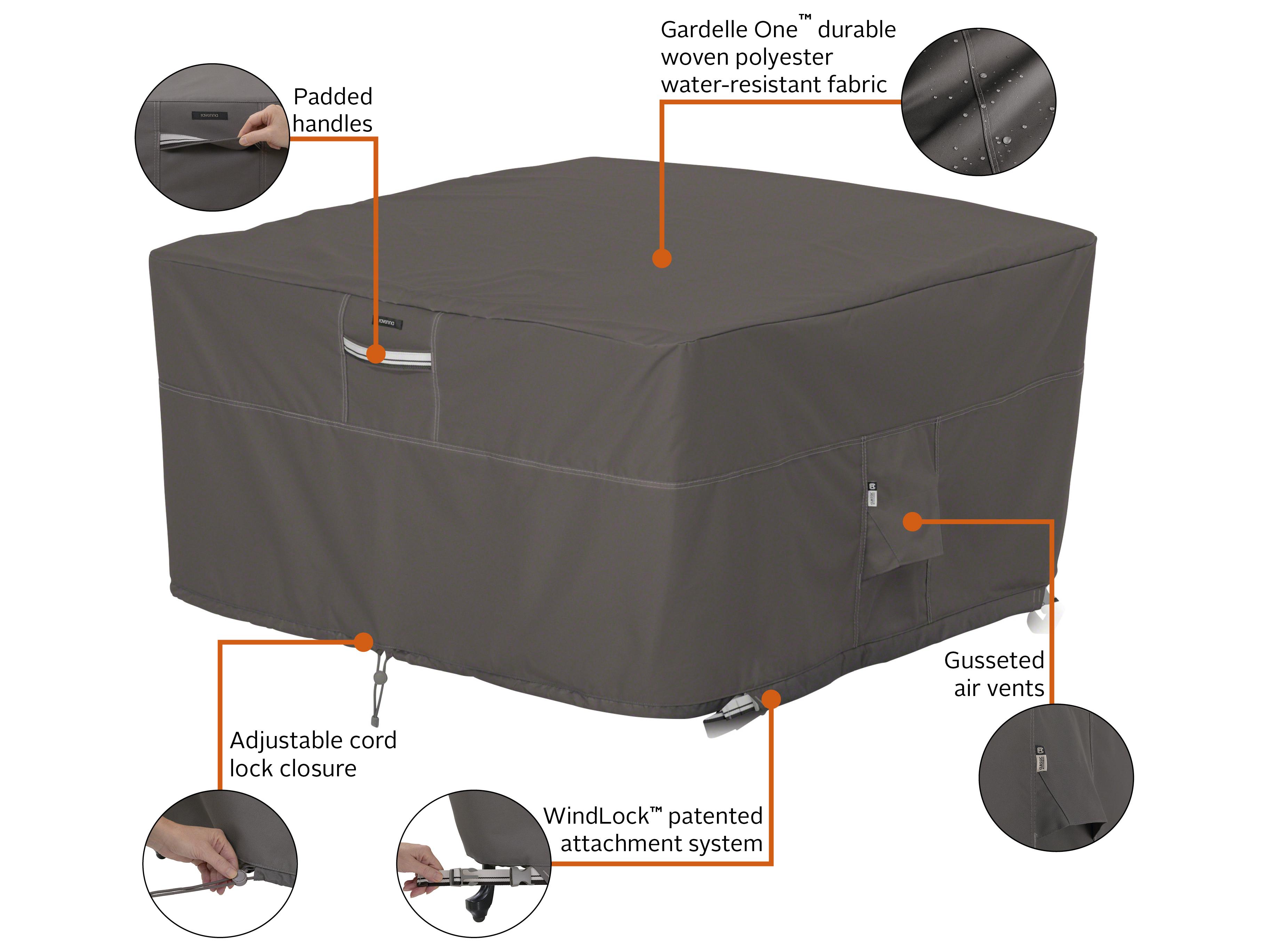 Duck Covers Ravenna Dark Taupe 44 Inch Square Fire Pit Table Cover