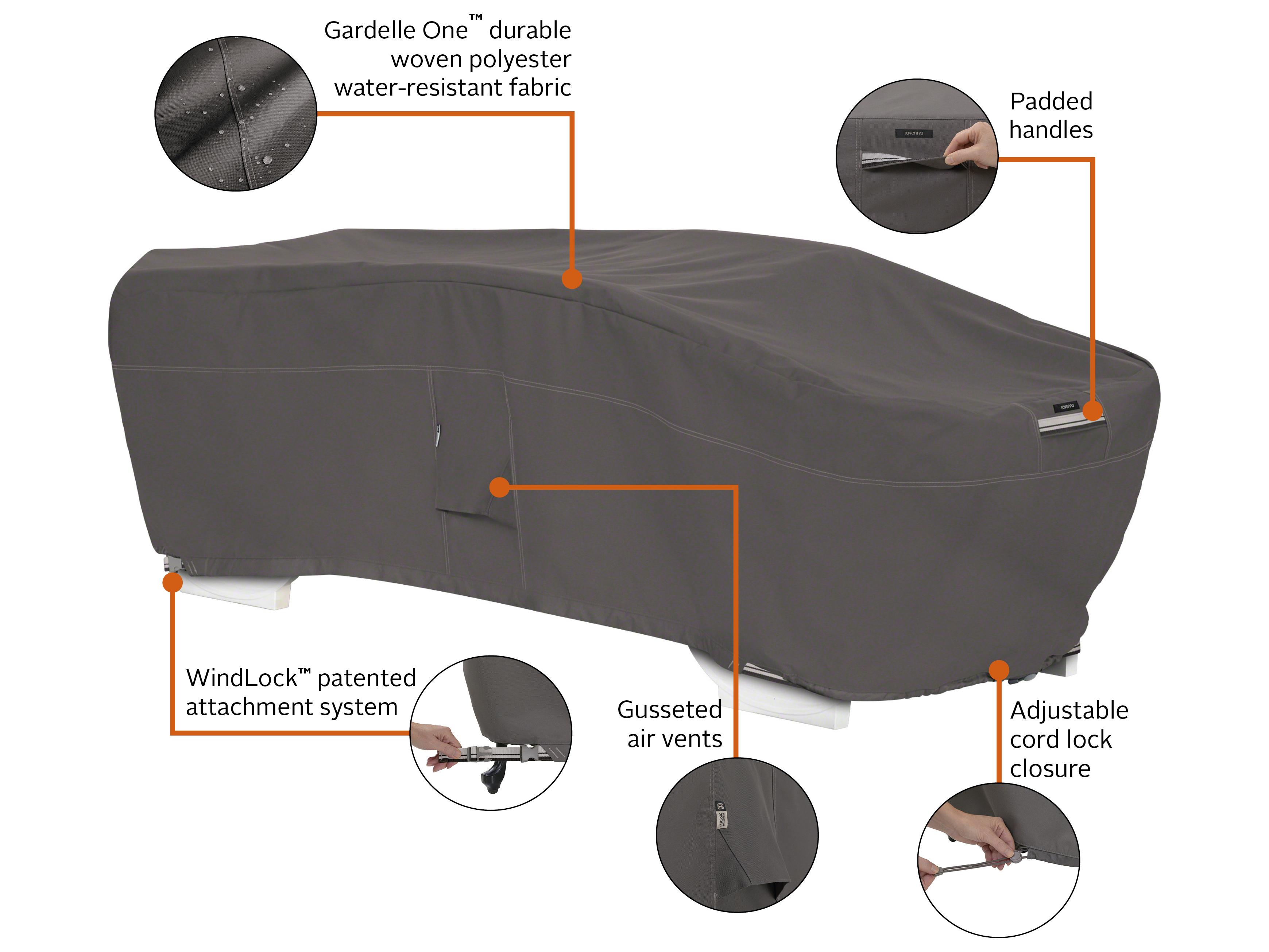 Duck Covers Ravenna Dark Taupe 77 Inch Stackable Chaise Cover