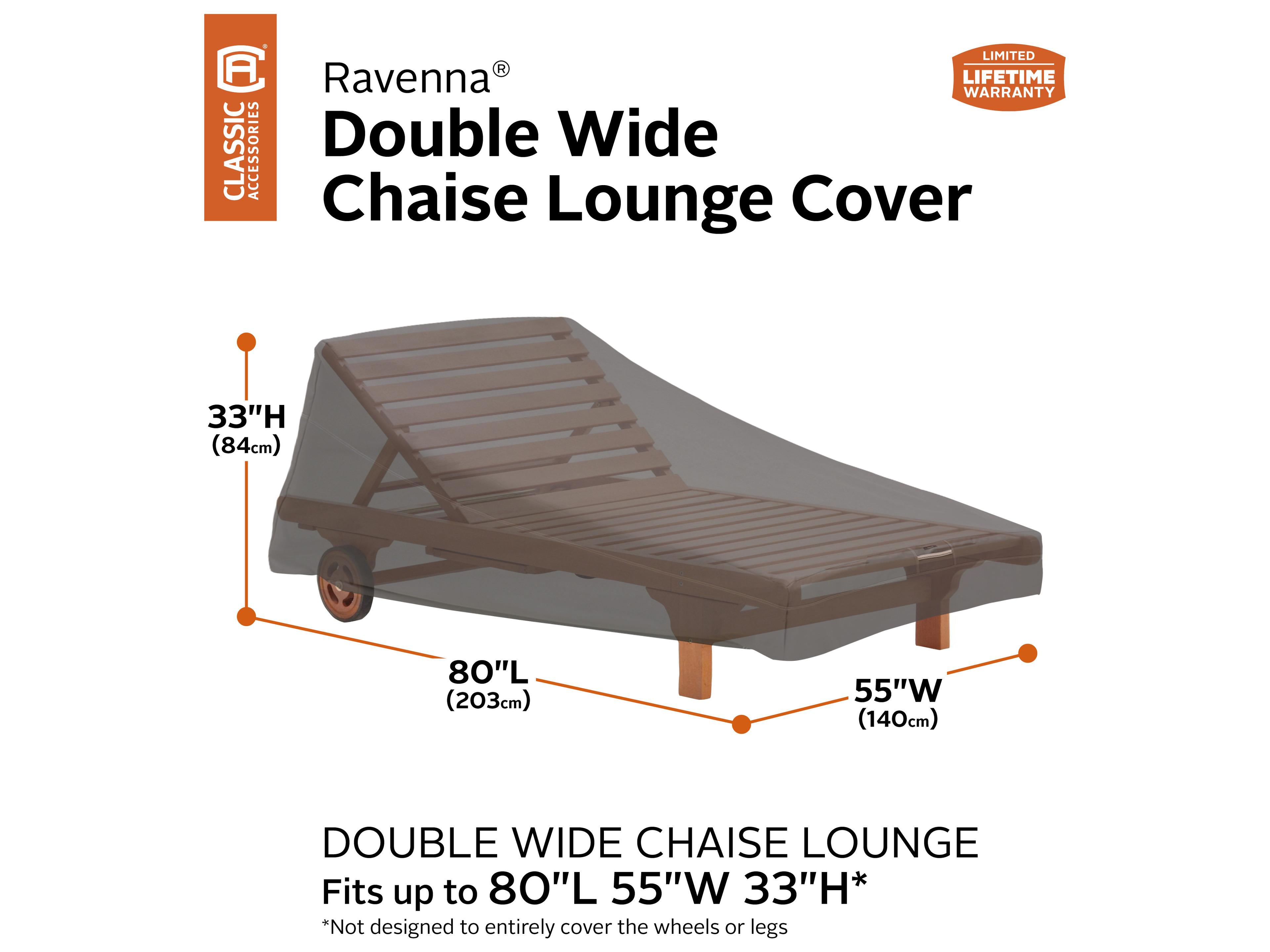 Duck Covers Ravenna Dark Taupe 80'' x 55'' Inch Double Wide Chaise Lounge Cover