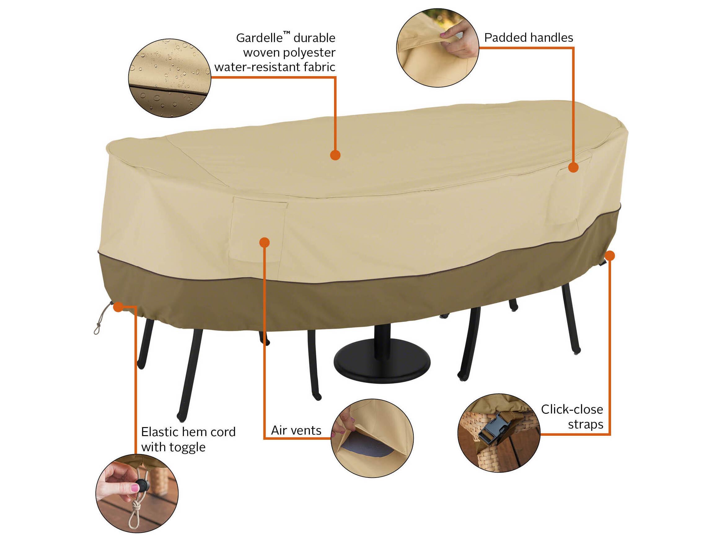 Duck Covers Veranda Pebble 62 Inch Small Bistro Table & Chair Set Cover