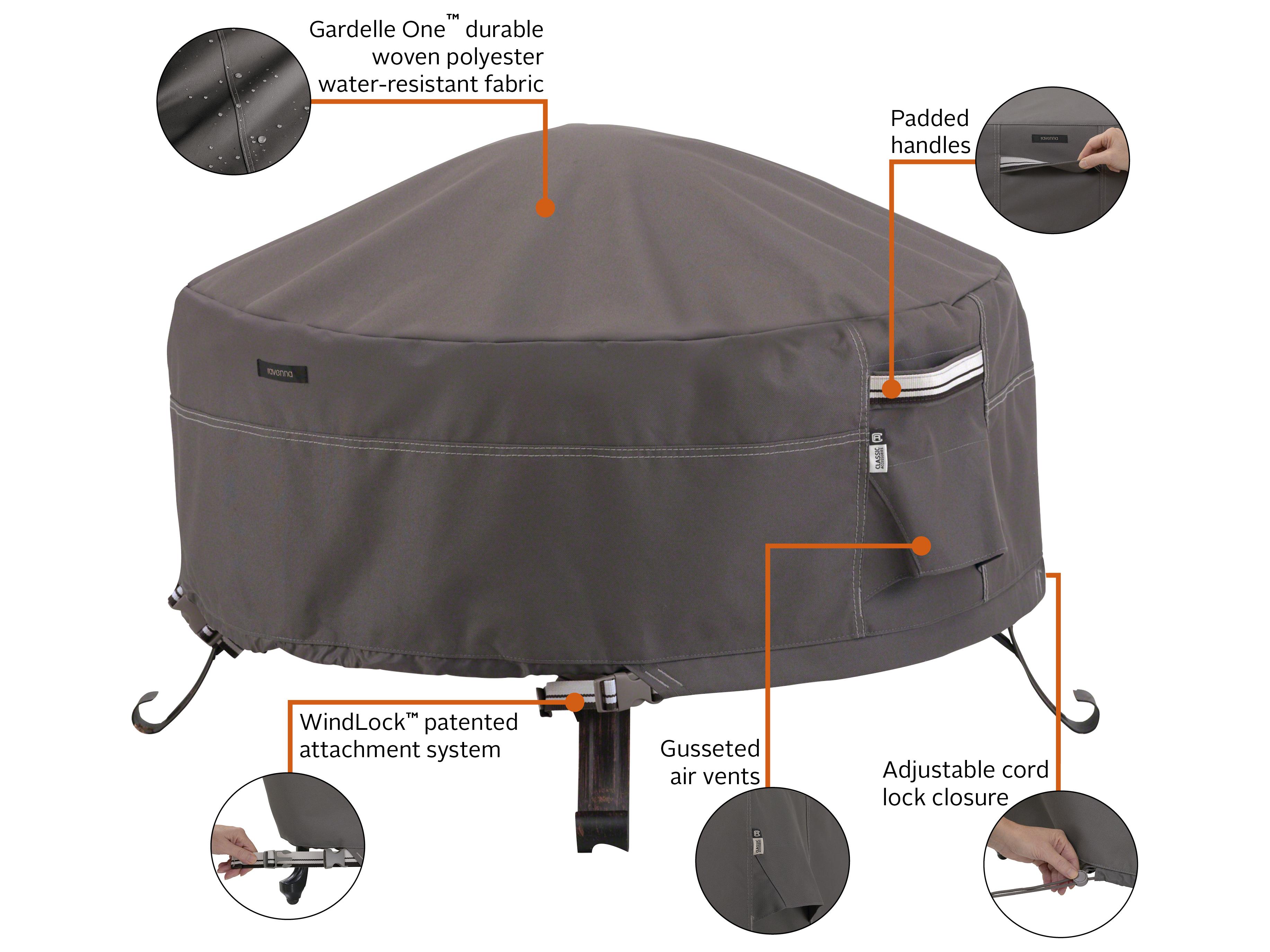 Duck Covers Ravenna Dark Taupe 36 Inch Full Coverage Fire Pit Cover