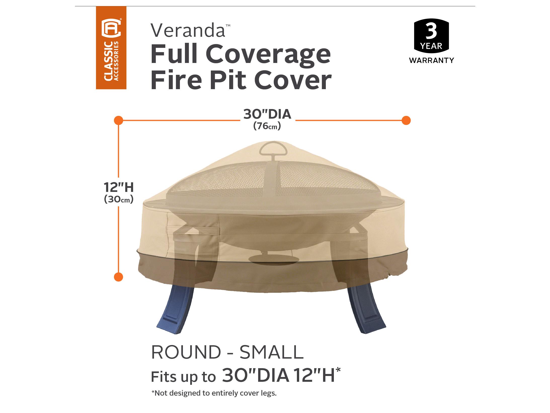 Duck Covers Veranda Pebble 30 Inch Full Coverage Fire Pit Cover