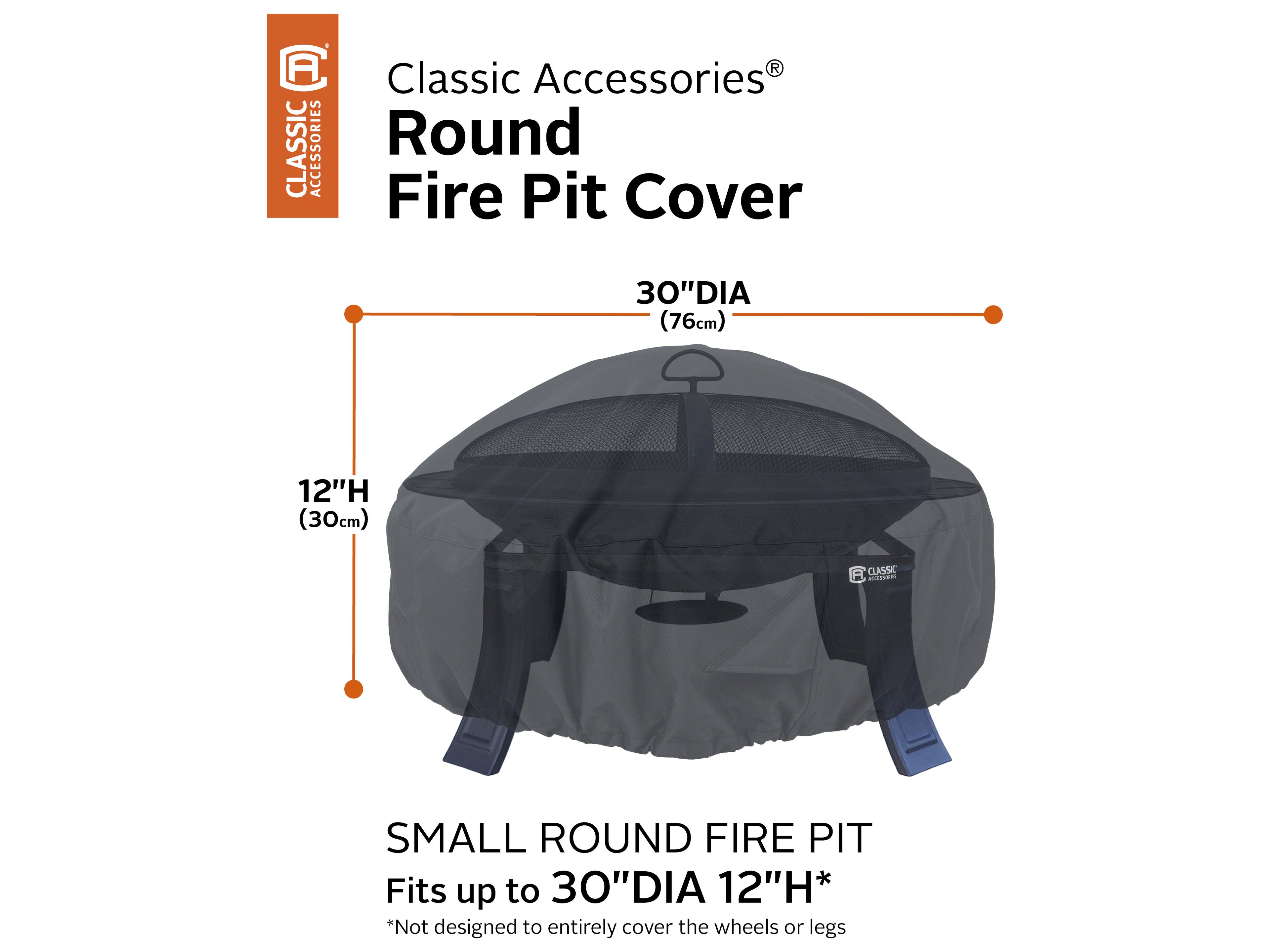 Duck Covers Classic Black 30 Inch Round Full Coverage Fire Pit Cover