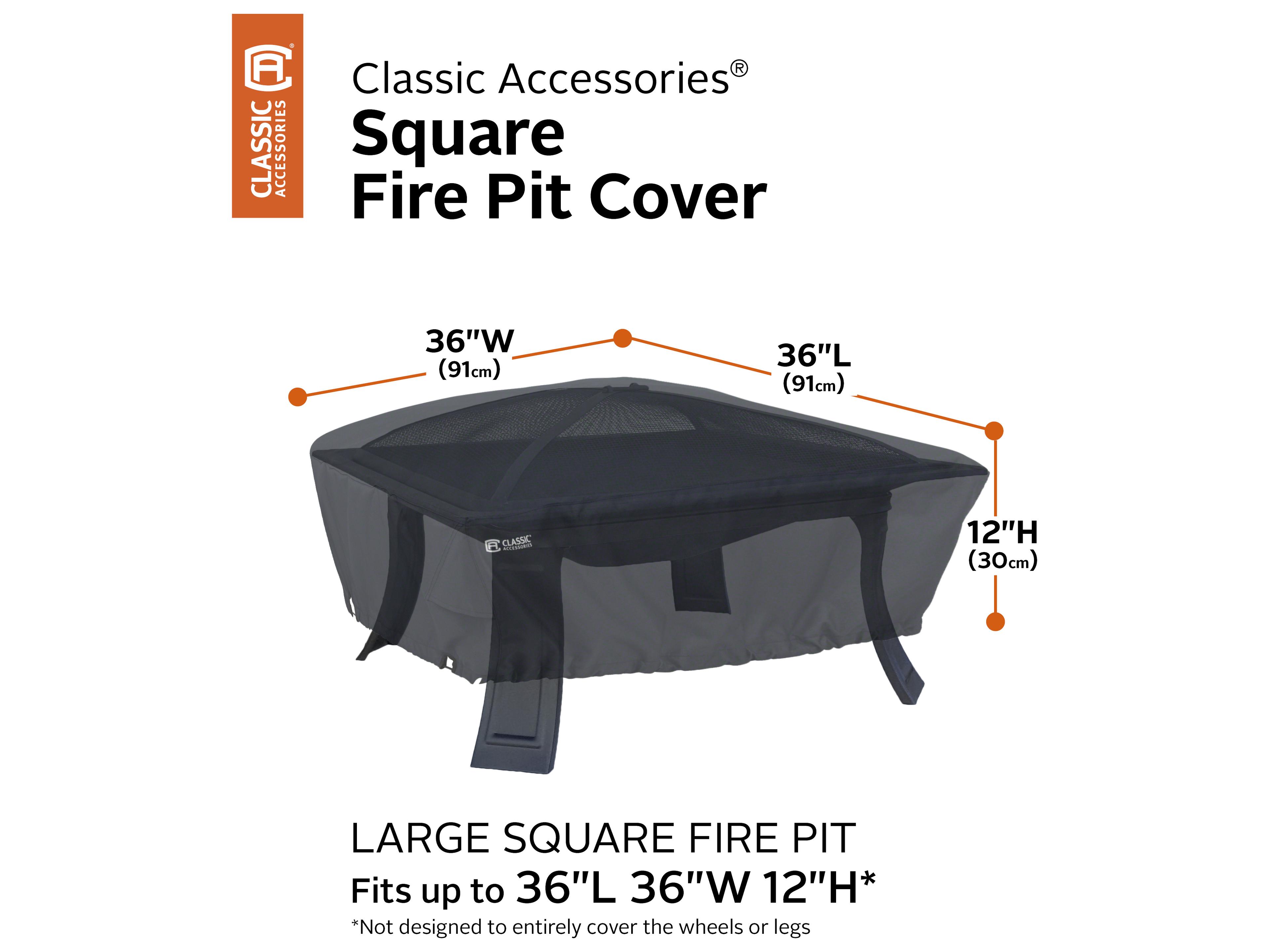 Duck Covers Classic Black 36 Inch Full Square Full Coverage Fire Pit Cover