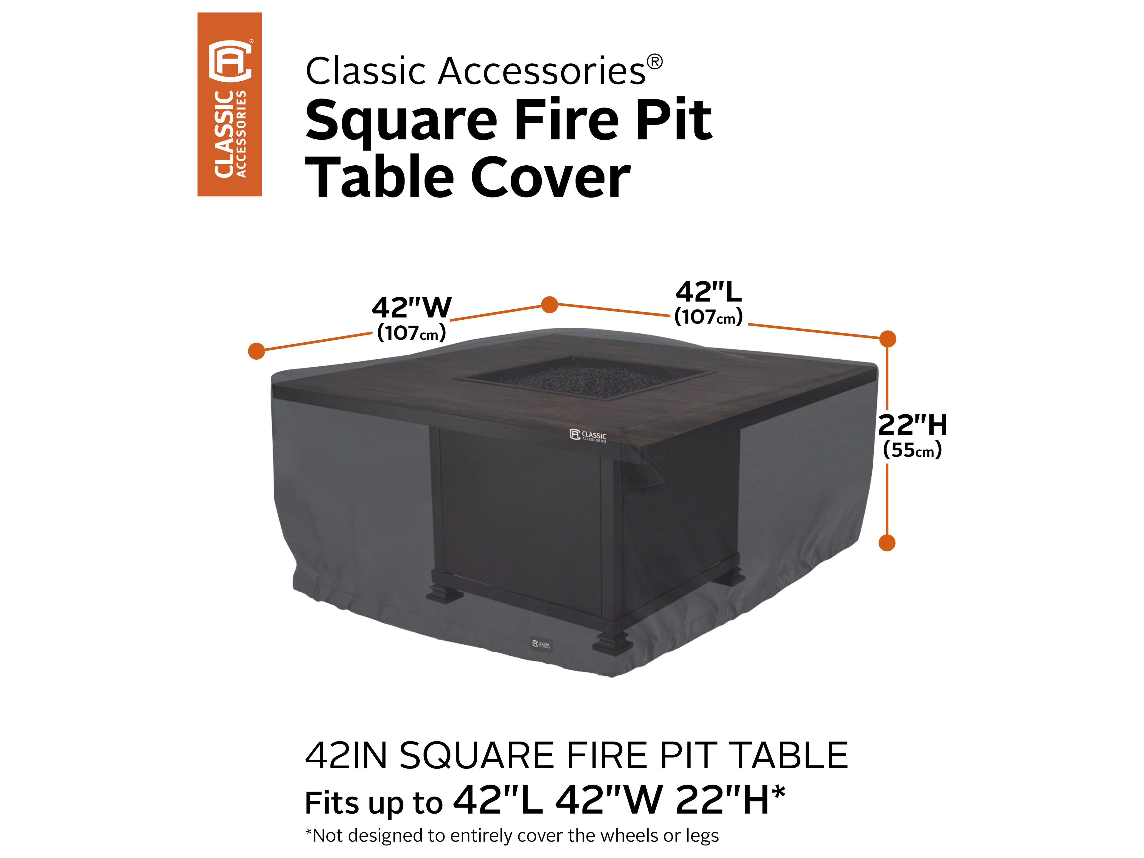 Duck Covers Classic Black 42 Inch Square Full Coverage Fire Pit Cover