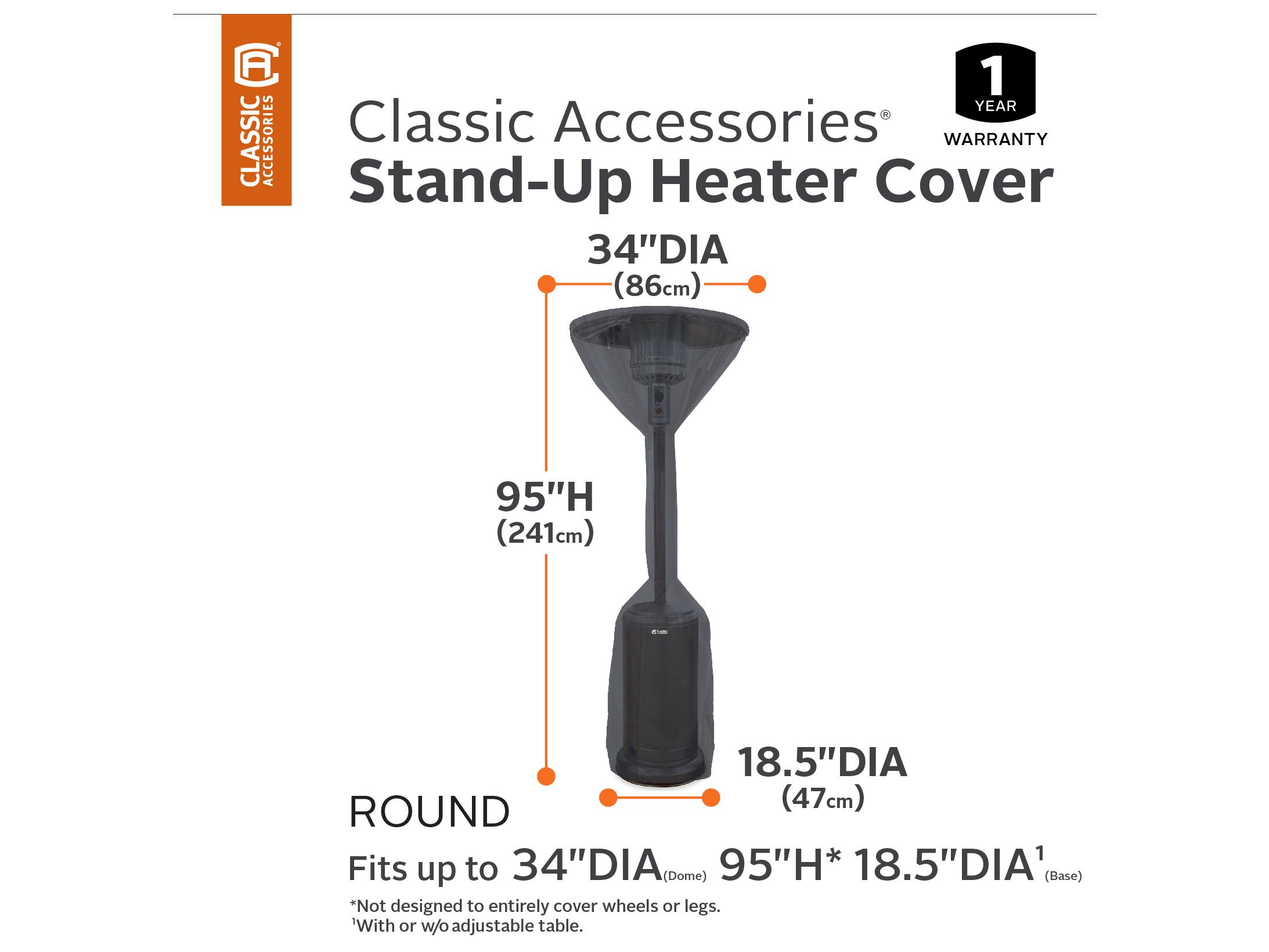 Duck Covers Classic Black 34 Inch Stand Up Patio Heater Cover