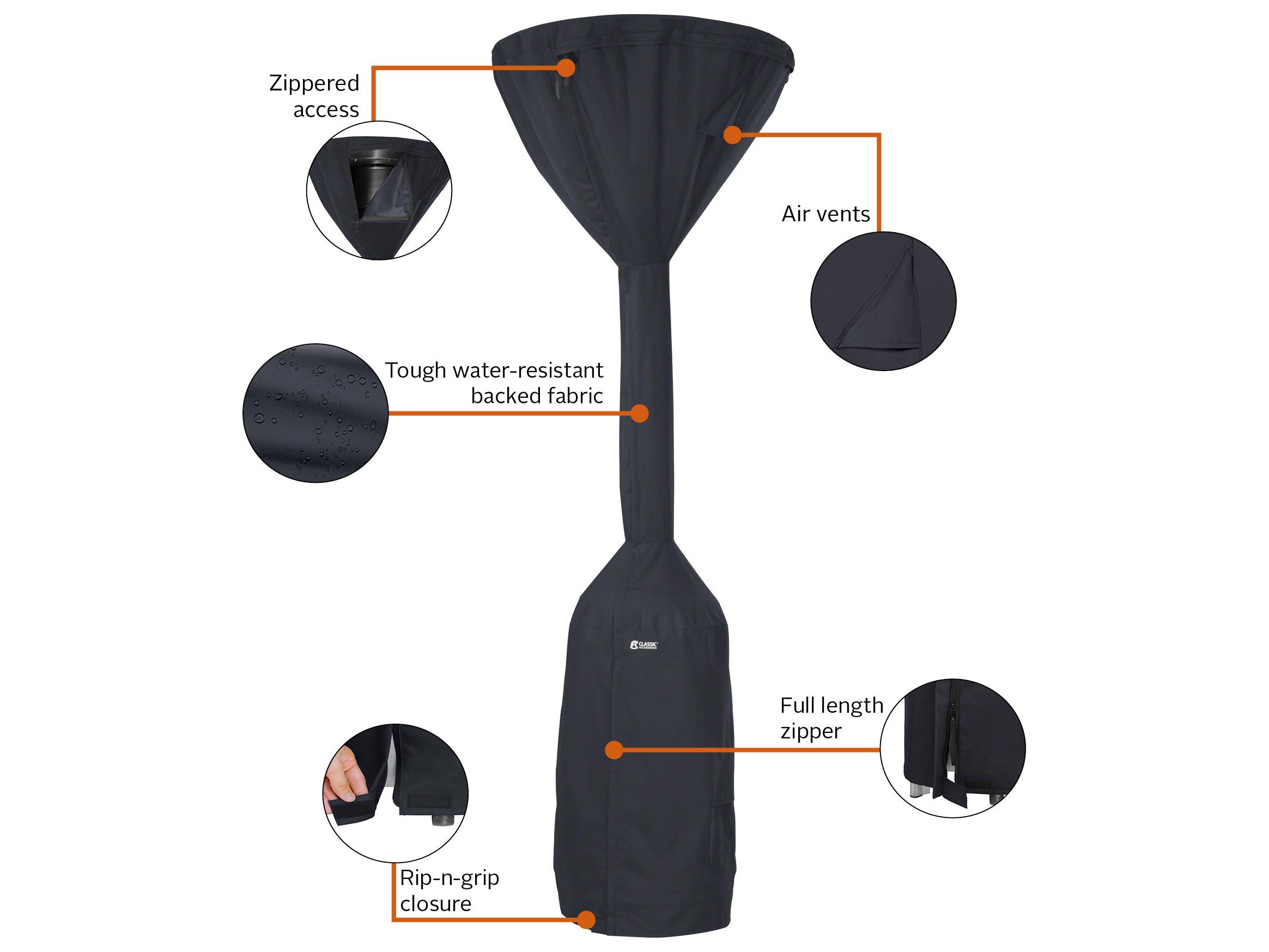 Duck Covers Classic Black 34 Inch Stand Up Patio Heater Cover