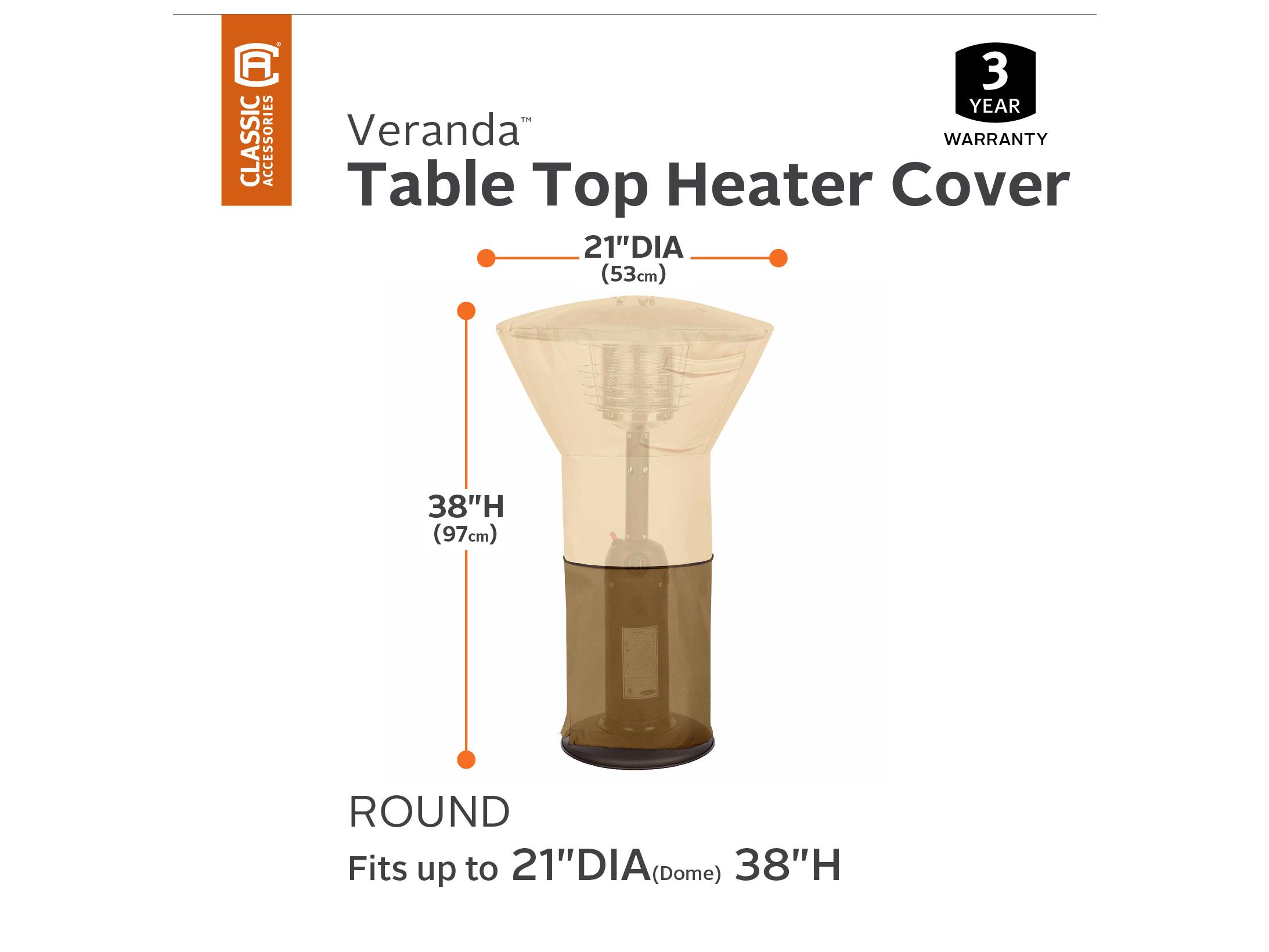 Duck Covers Veranda Pebble 21 Inch Round Table Top Heater Cover