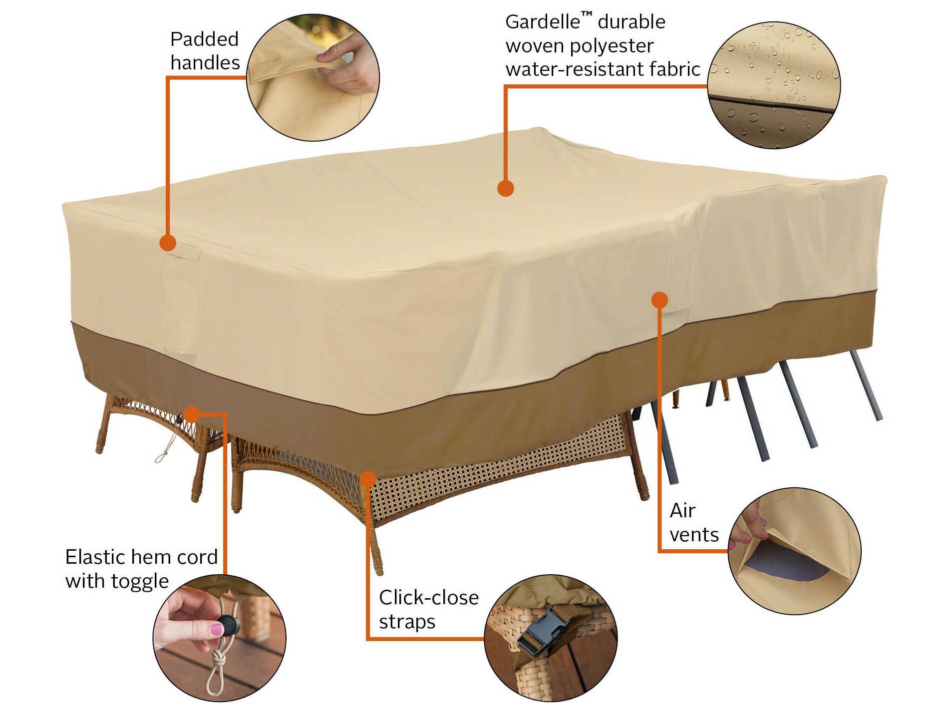 Duck Covers Veranda Pebble 140 Inch XL General Purpose Patio Furniture Set Cover