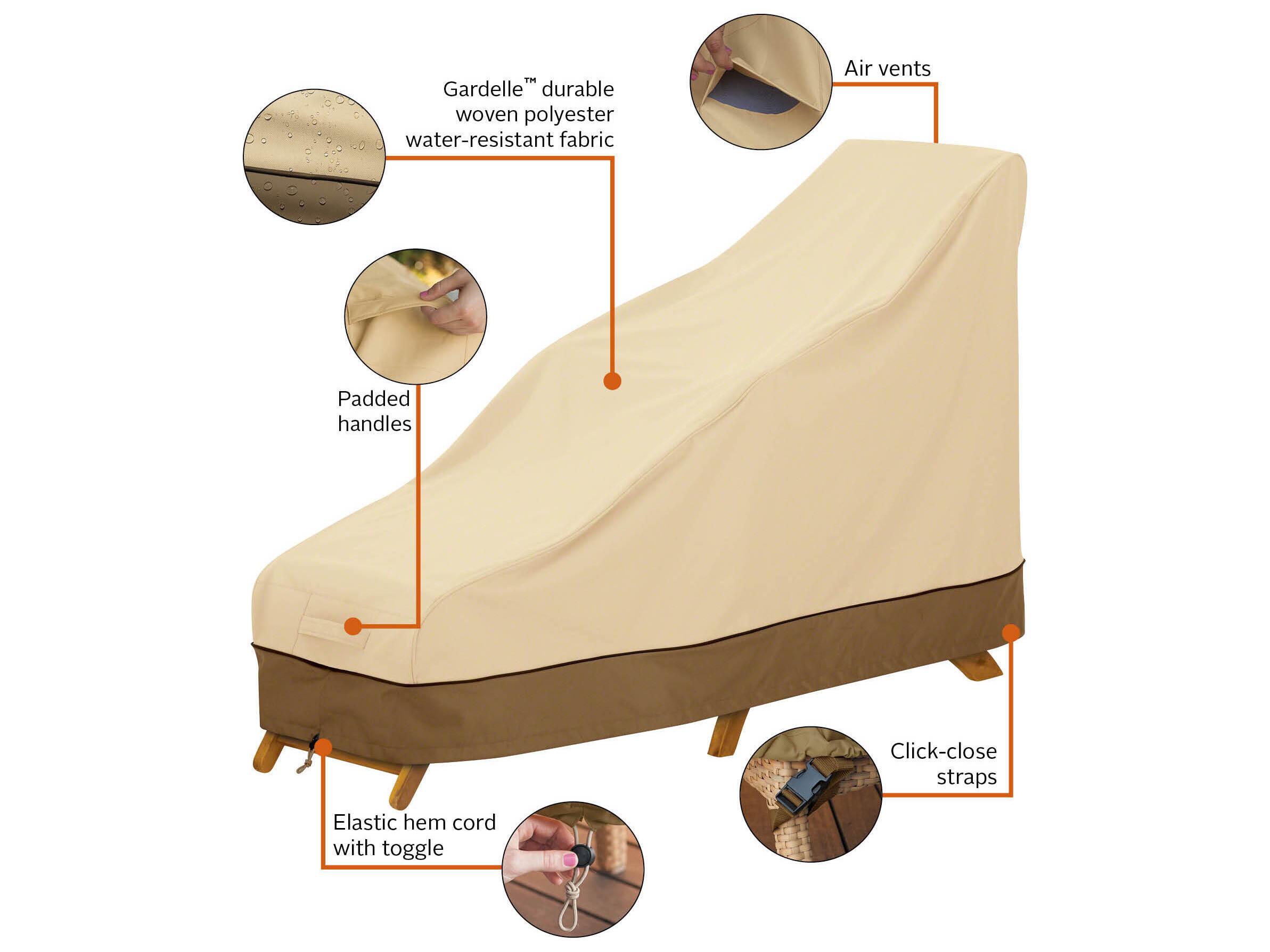 Duck Covers Veranda Pebble 65 Inch Steamer Chaise/Deck Chair Cover