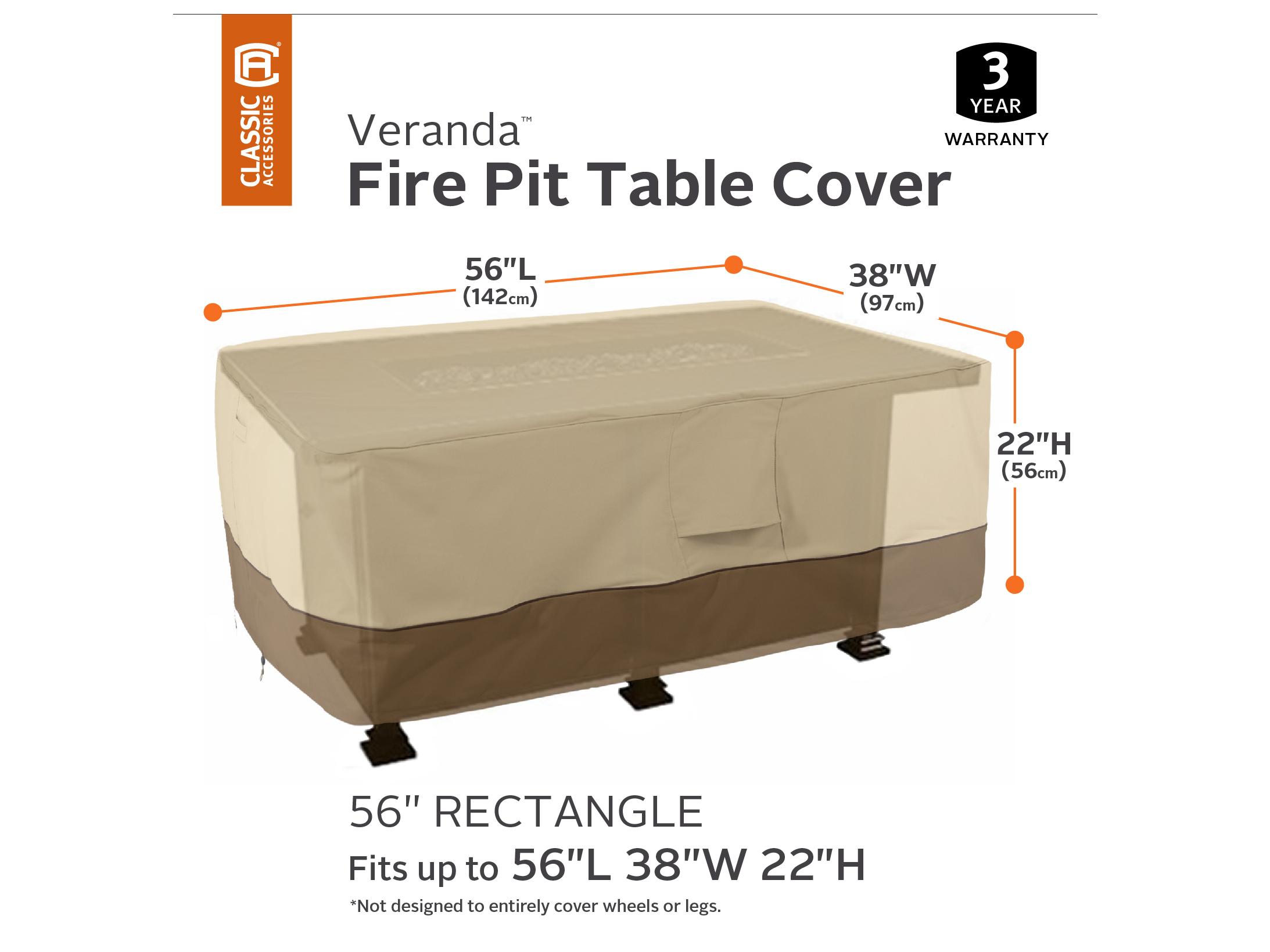 Duck Covers Veranda Pebble 56 Inch Fire Pit Table Cover