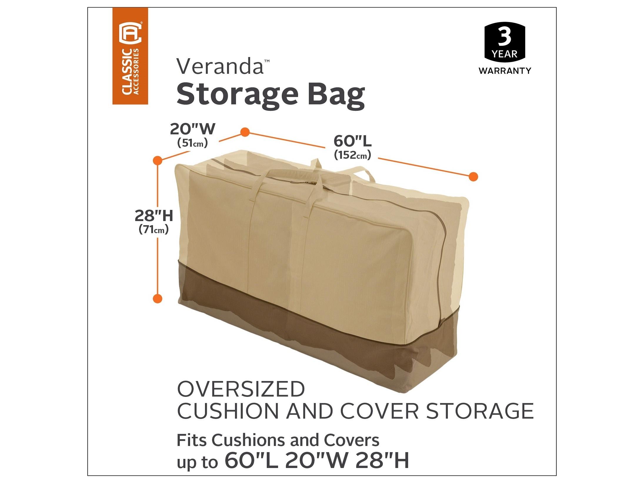 Duck Covers Veranda Pebble 60 Inch XL Patio Cushion Carrier Bag