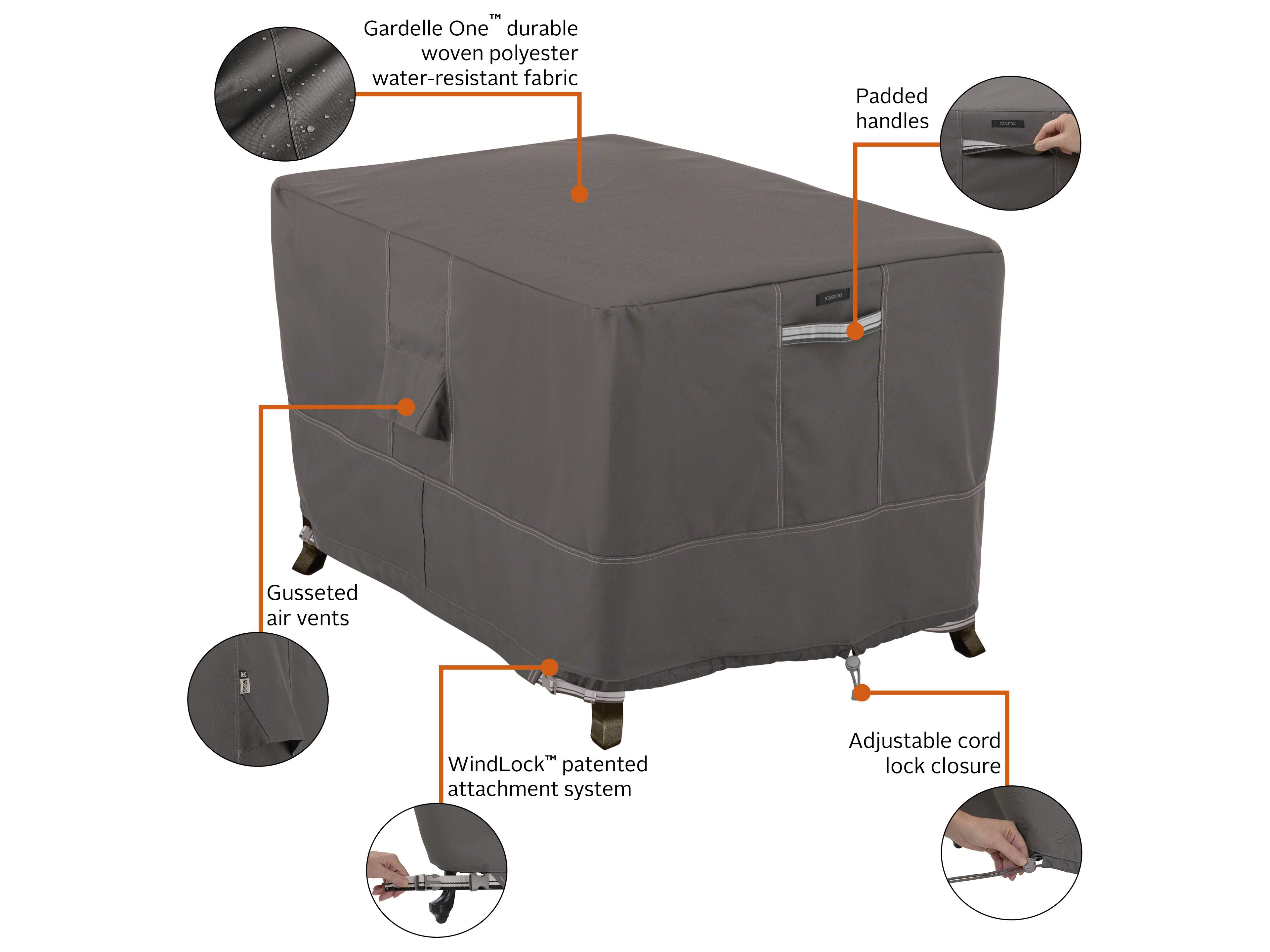 Duck Covers Ravenna Dark Taupe 40 Inch Rectangular Fire Pit Table Cover