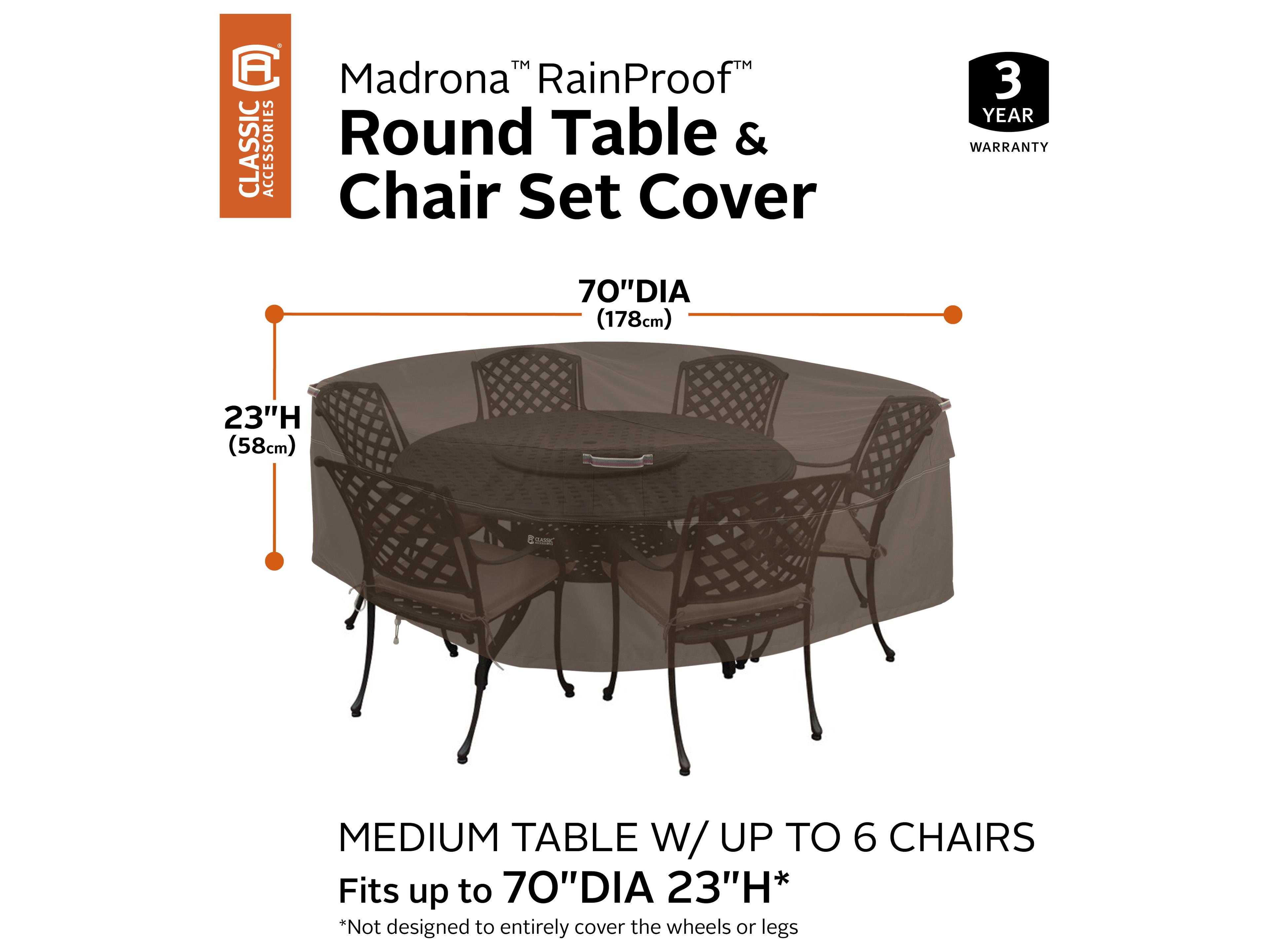Duck Covers Madrona Dark Cocoa 72 Inch Round Table & Chair Cover