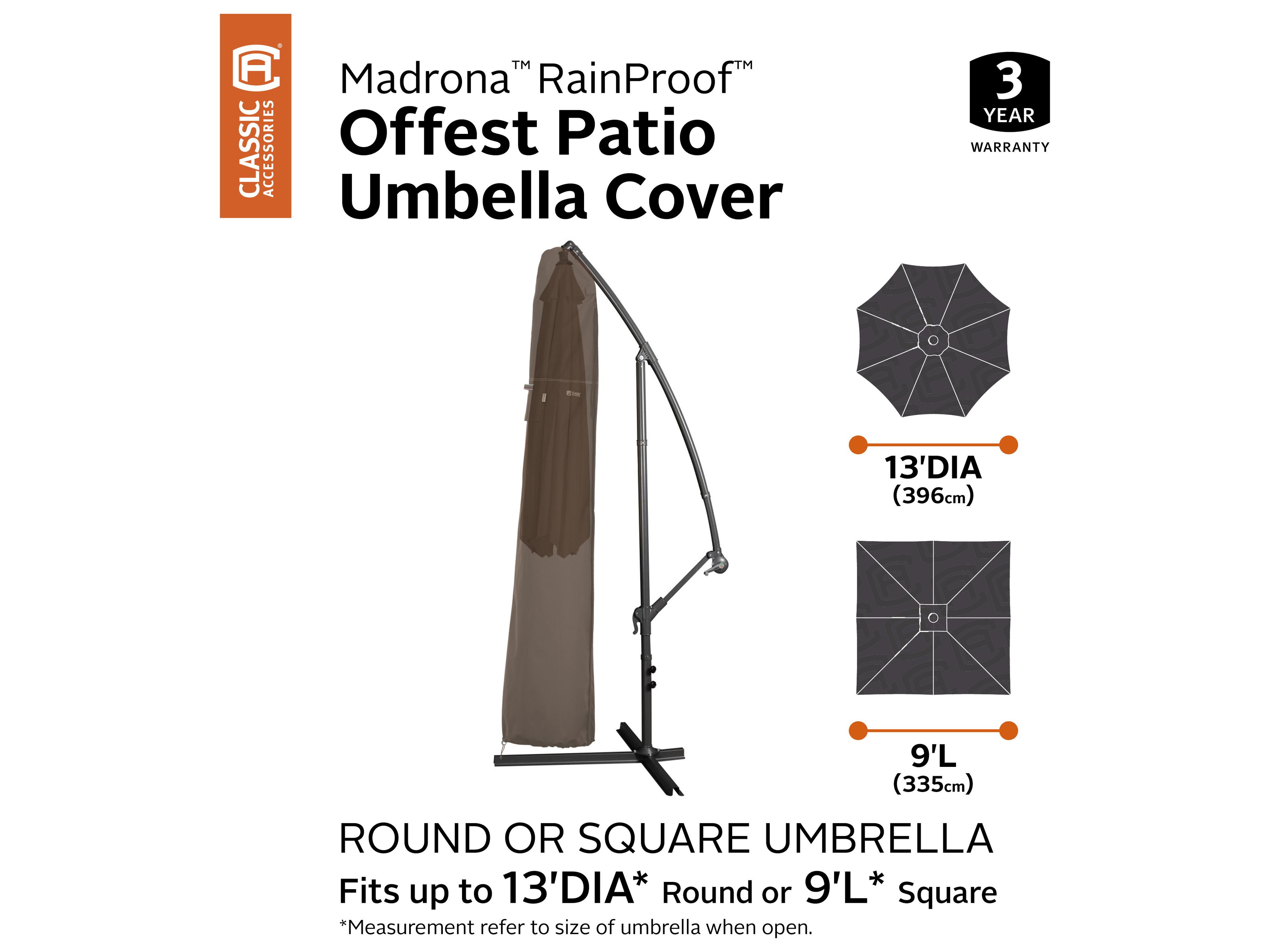 Duck Covers Madrona Dark Cocoa 25 Inch RainProof Offset Patio Umbrella Cover