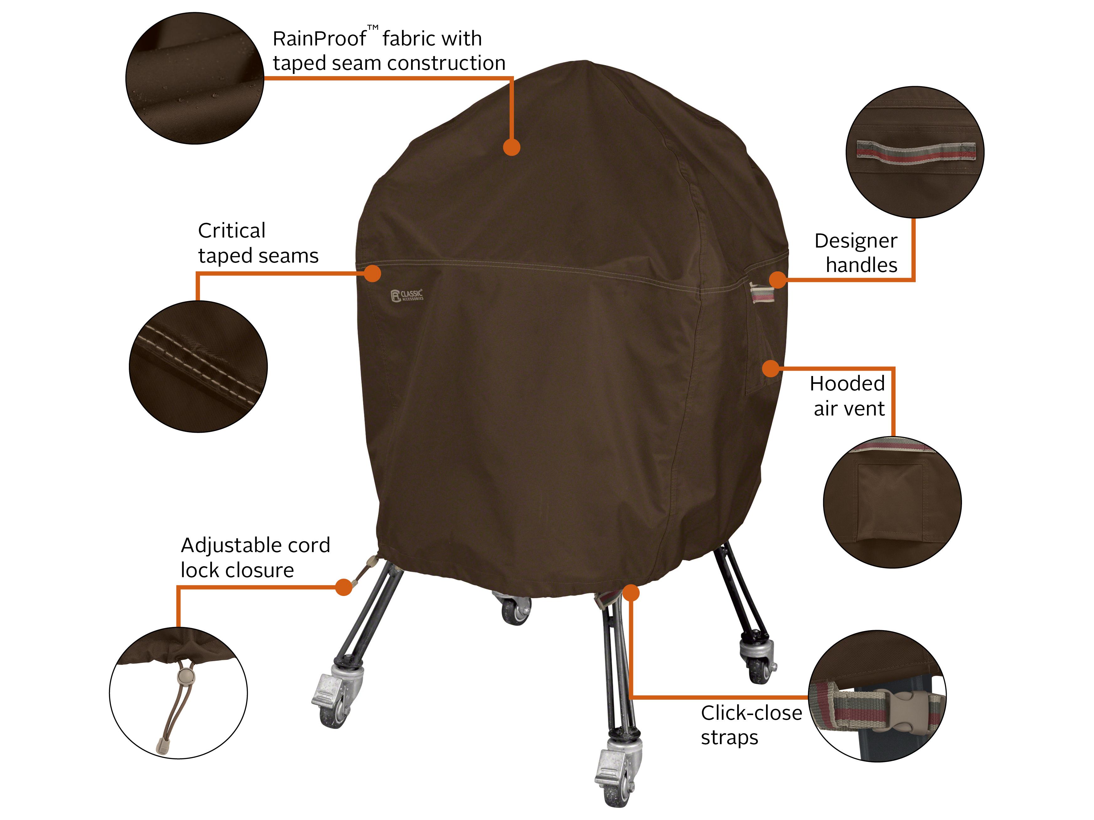 Duck Covers Madrona Dark Cocoa 35 Inch X-Large RainProof Kamado Ceramic Grill Cover