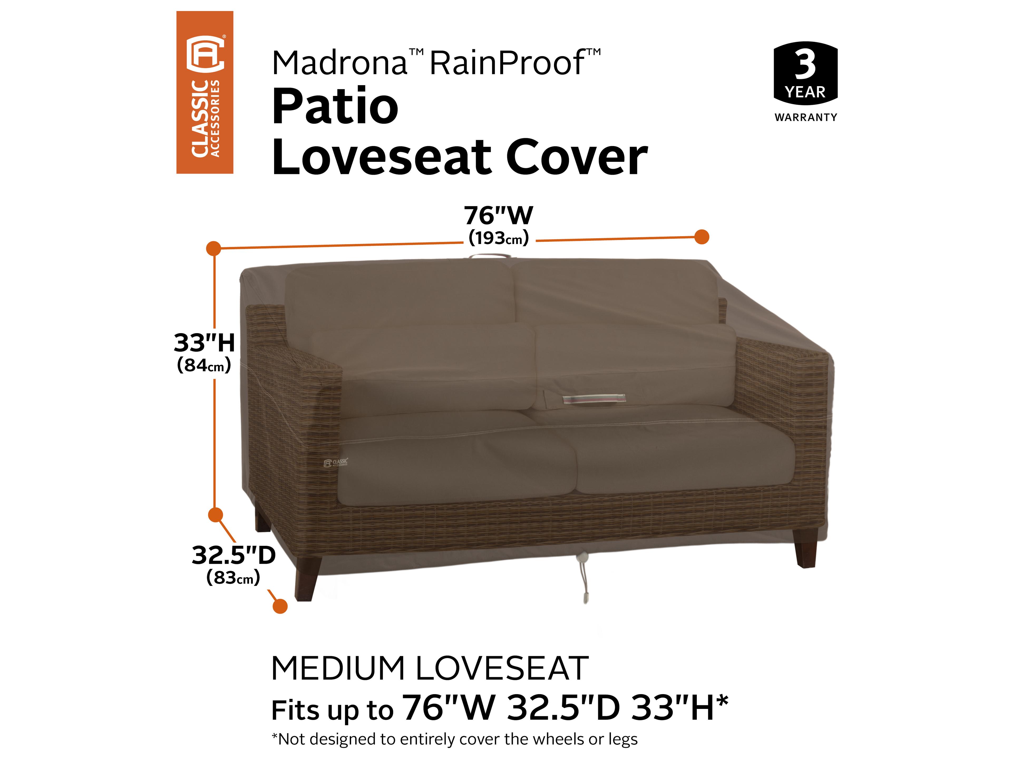 Duck Covers Madrona Dark Cocoa 78 Inch Medium RainProof Patio Loveseat Cover
