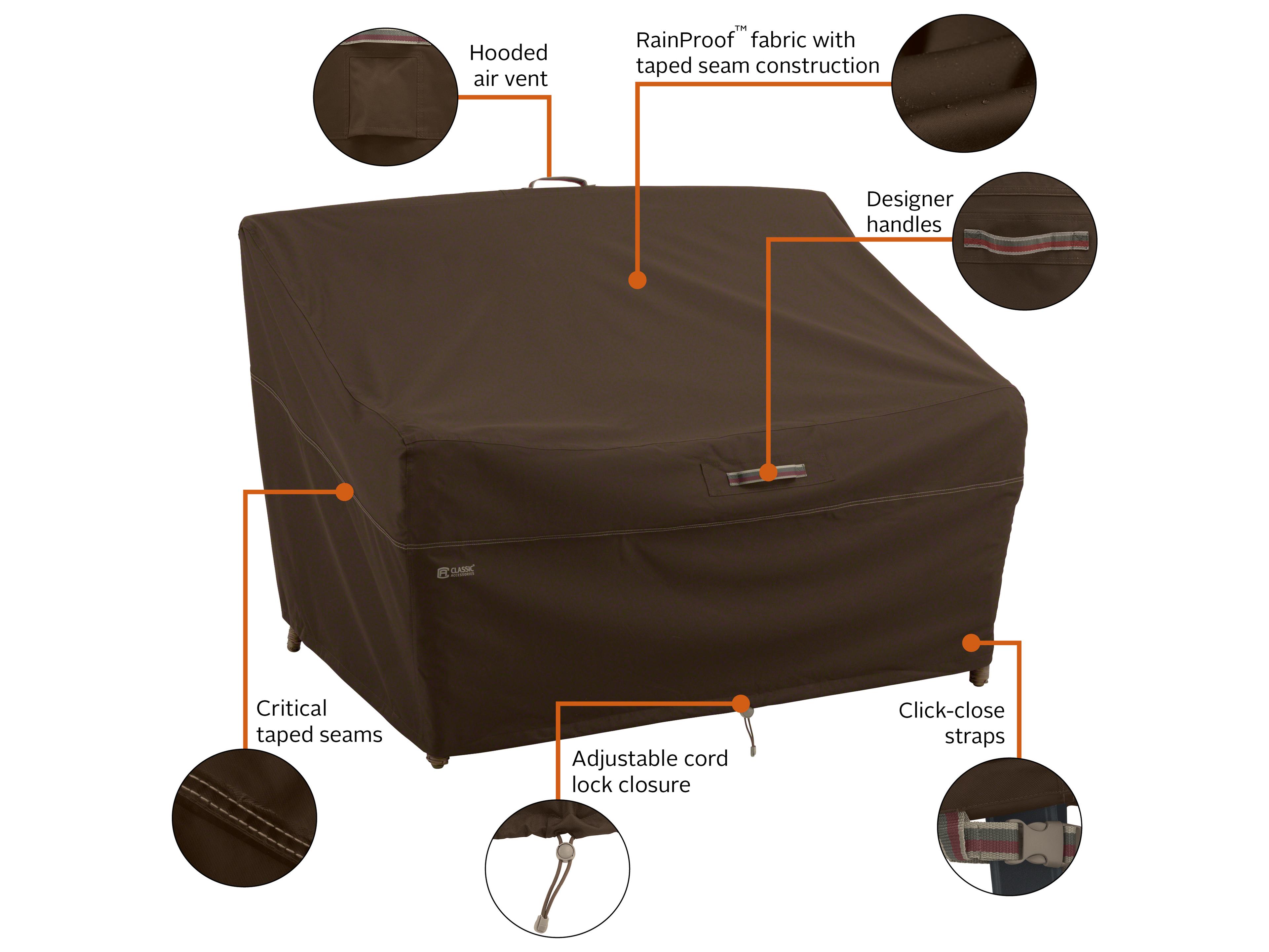 Duck Covers Madrona Dark Cocoa 78 Inch Medium RainProof Patio Loveseat Cover