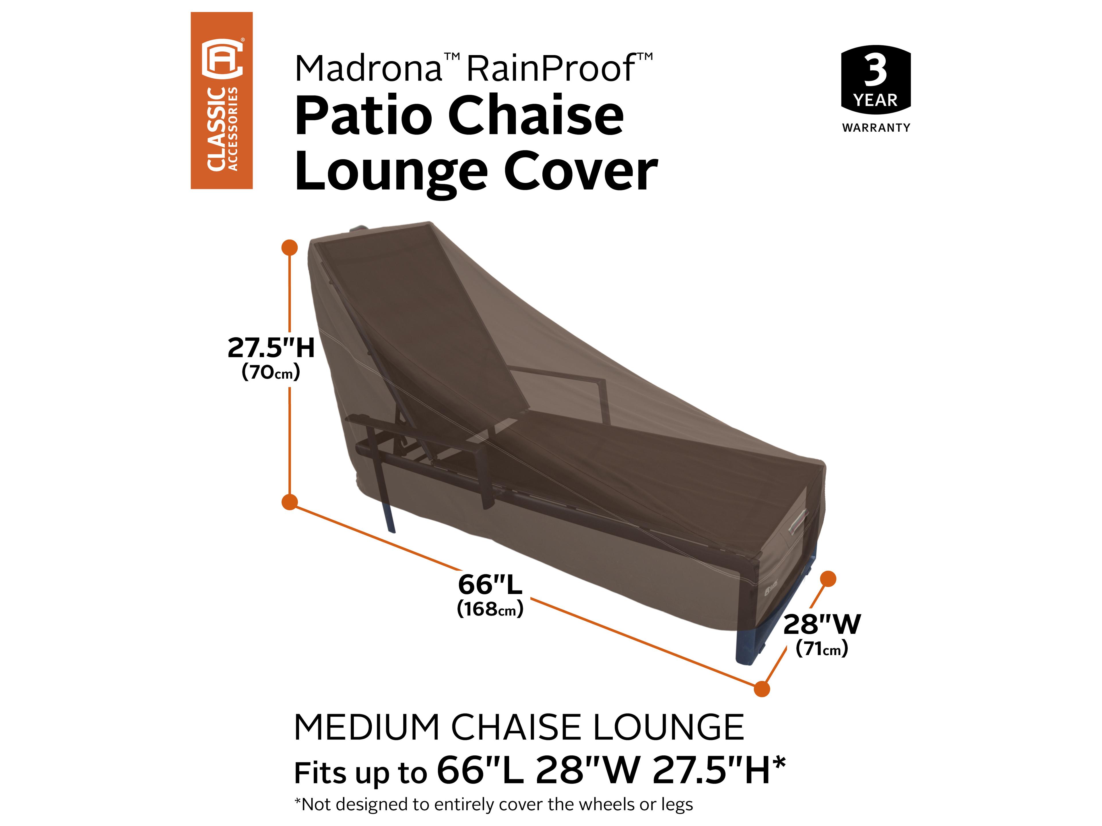 Duck Covers Madrona Dark Cocoa 68 Inch RainProof Patio Chaise Lounge Cover