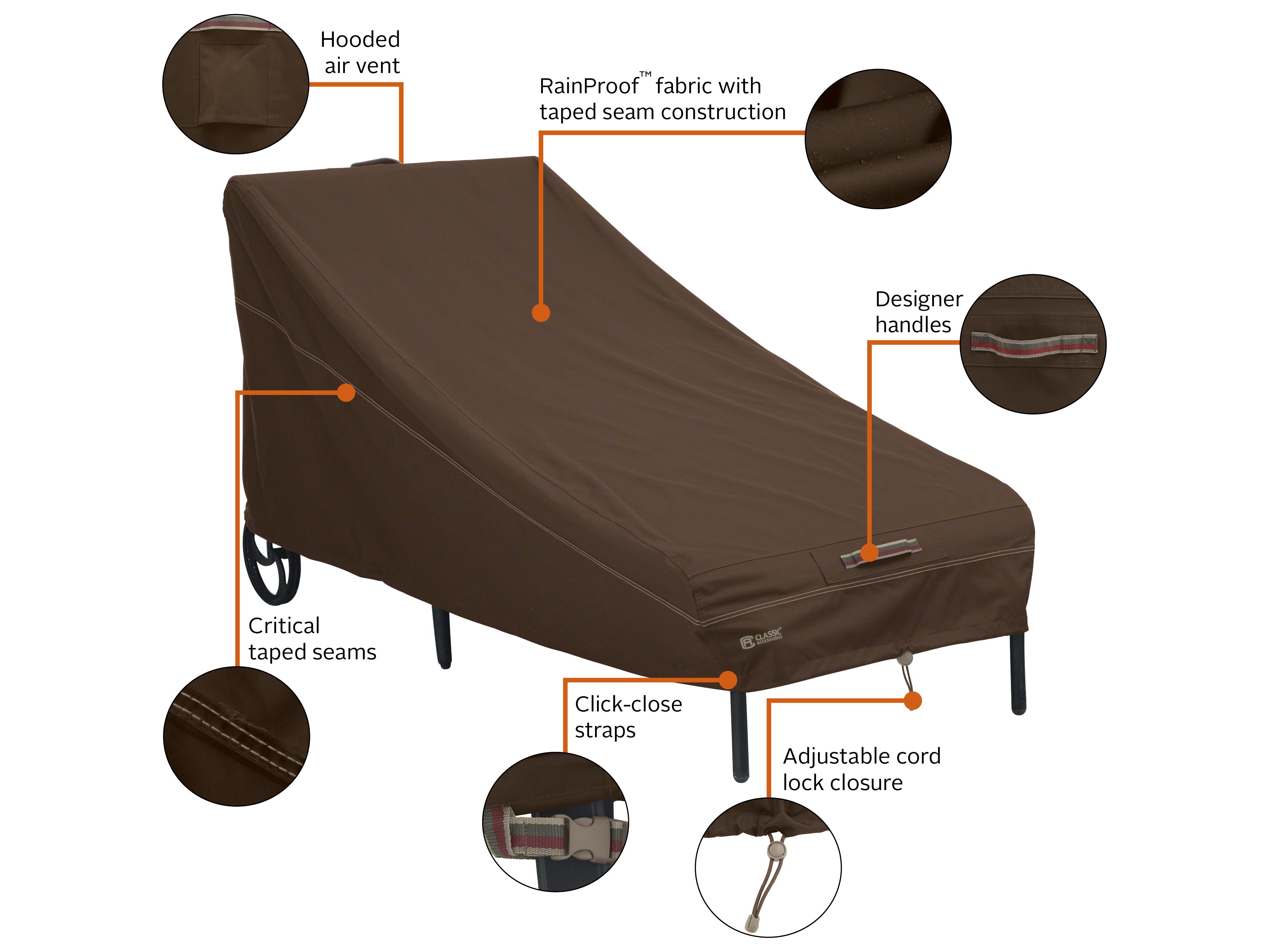 Duck Covers Madrona Dark Cocoa 68 Inch RainProof Patio Chaise Lounge Cover