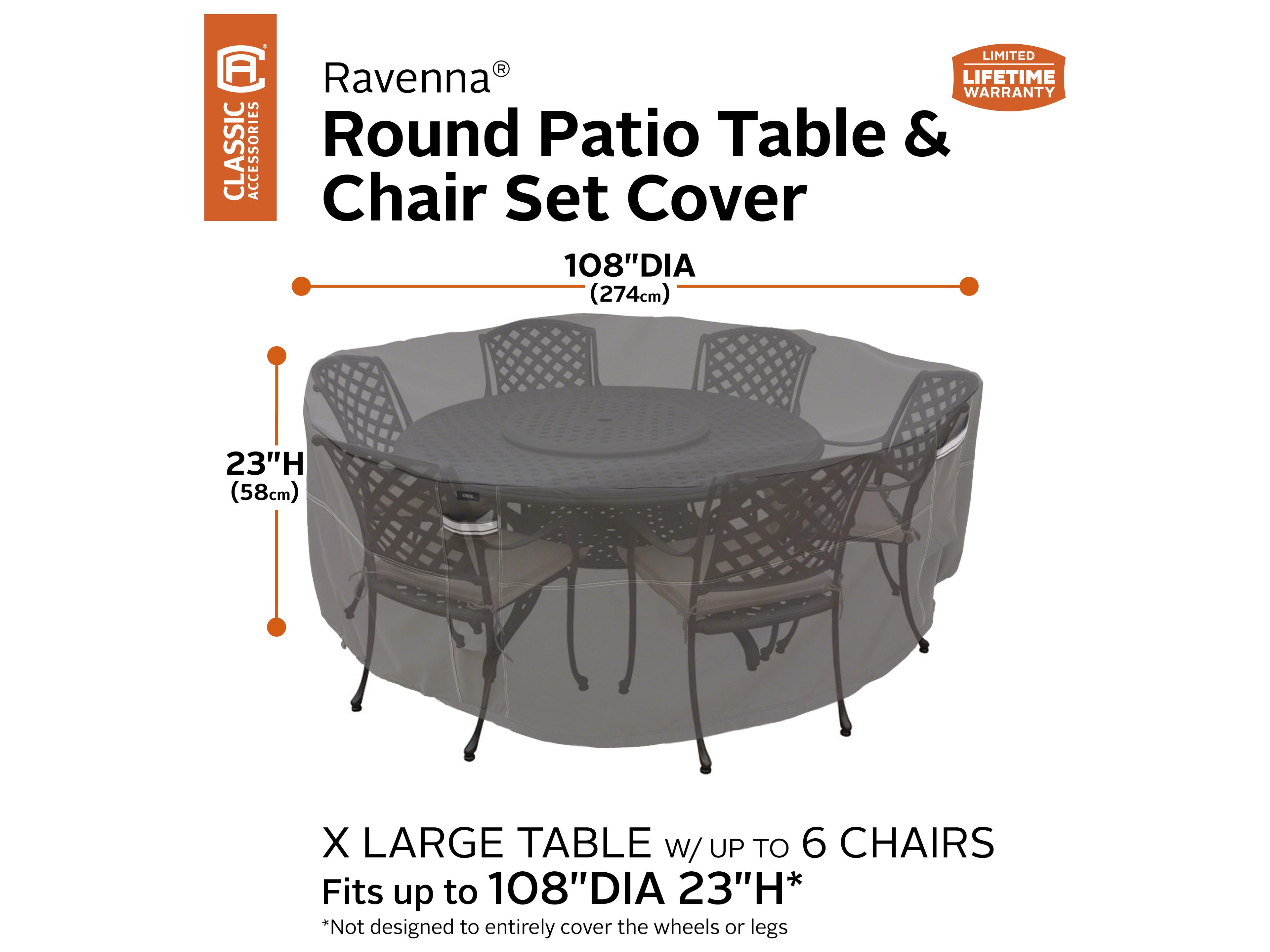 Duck Covers Ravenna Dark Taupe 110 Inch Round Table & Chair Set Cover